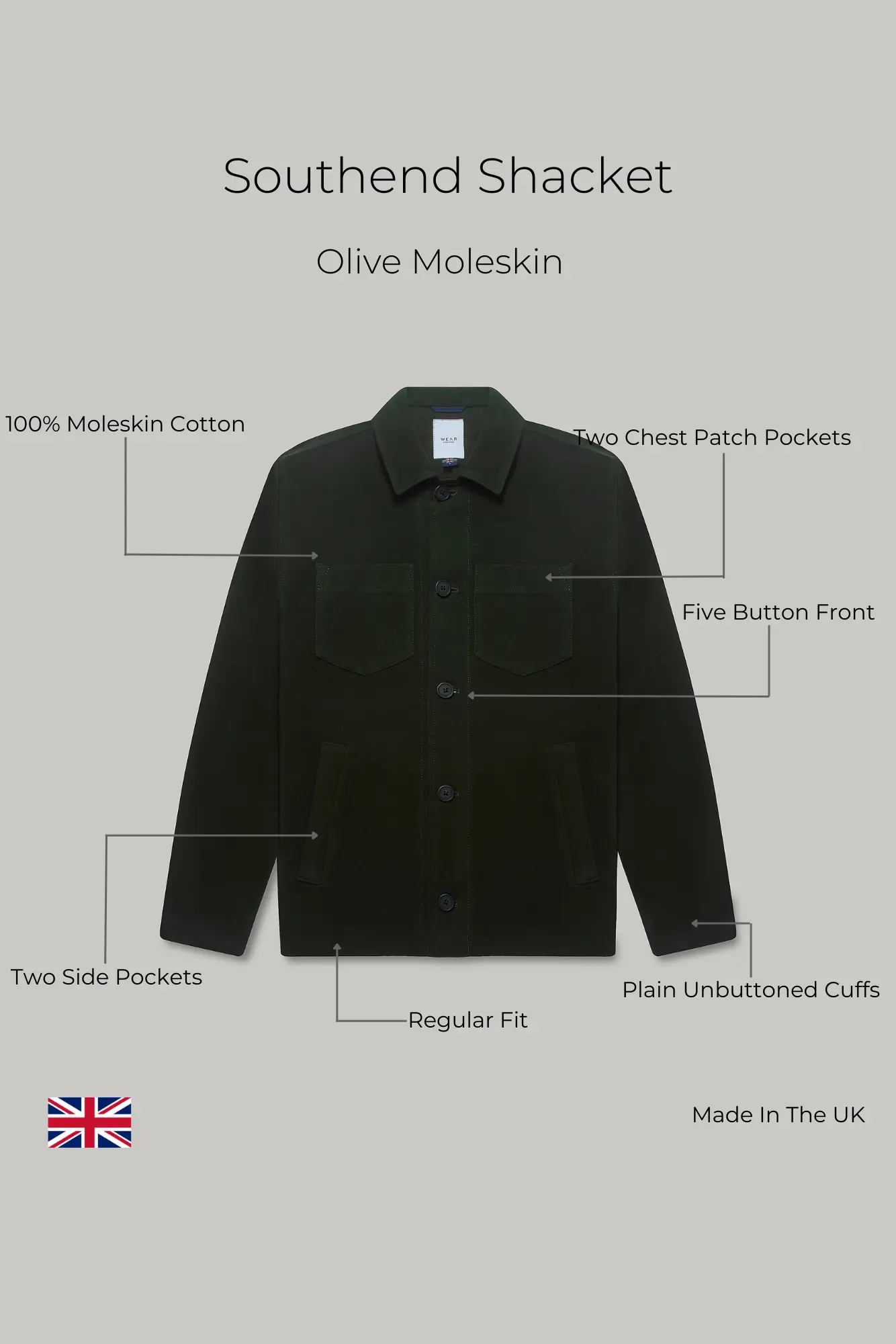 Southend Shacket Unlined - Olive Moleskin - Image 9