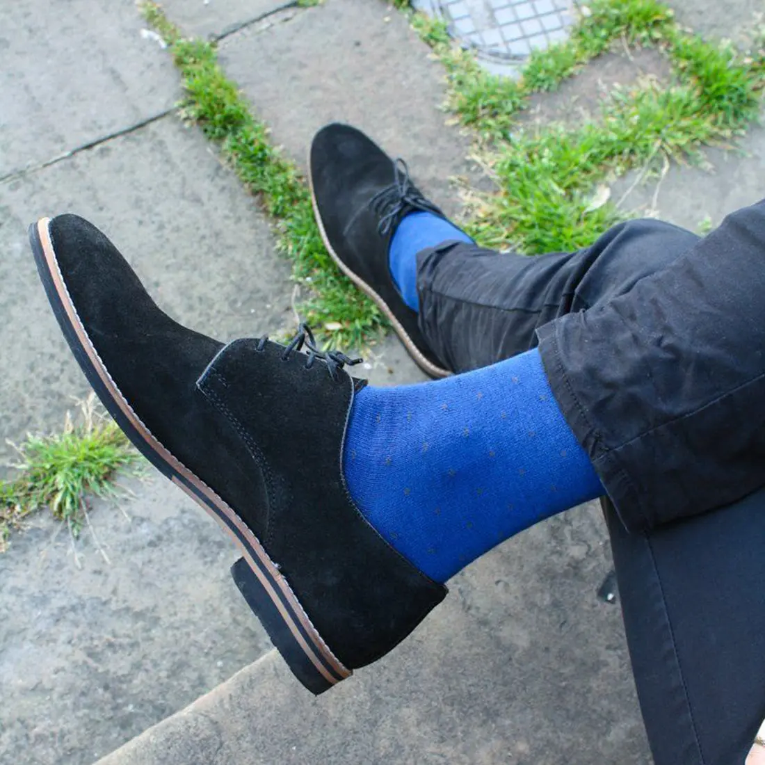 Spotted Royal Blue Bamboo Socks - Image 2