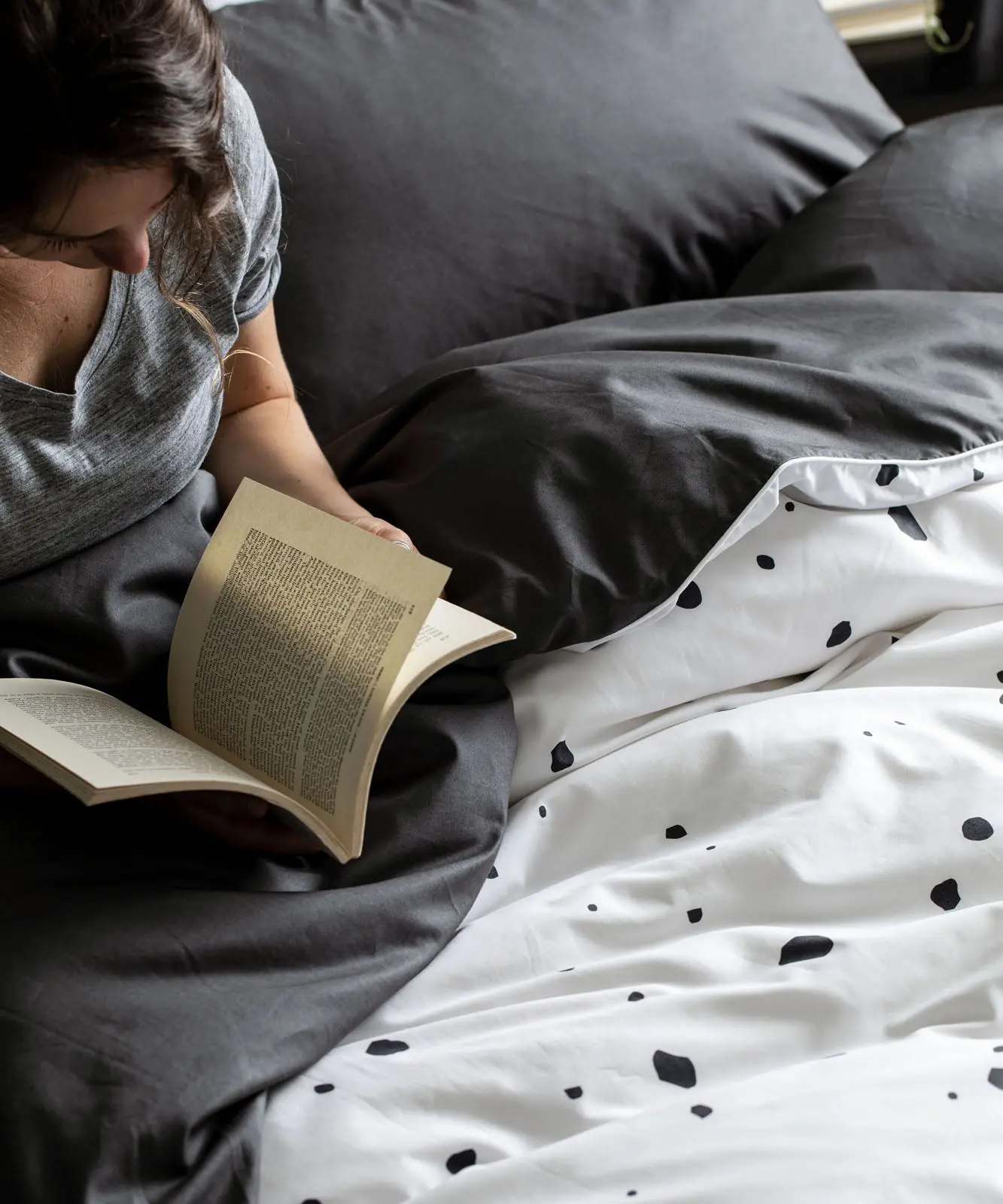 Spotty Charcoal Tencel Cotton Duvet Cover - Image 4