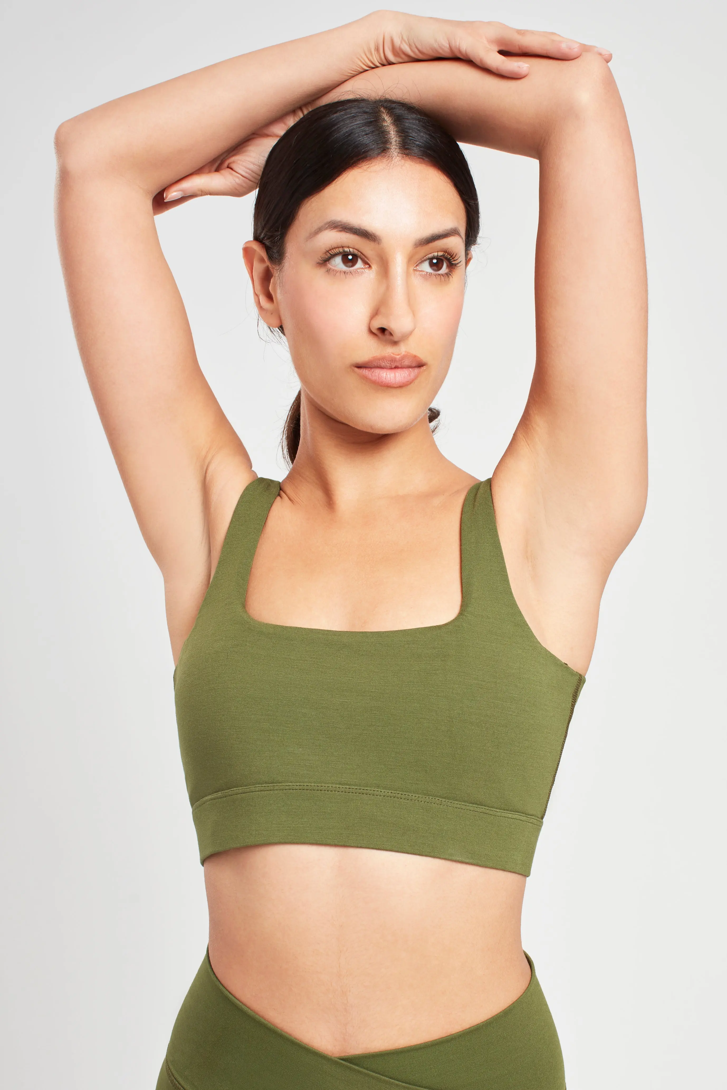 Earth Khaki Square Neck Sports Bra - Image 2