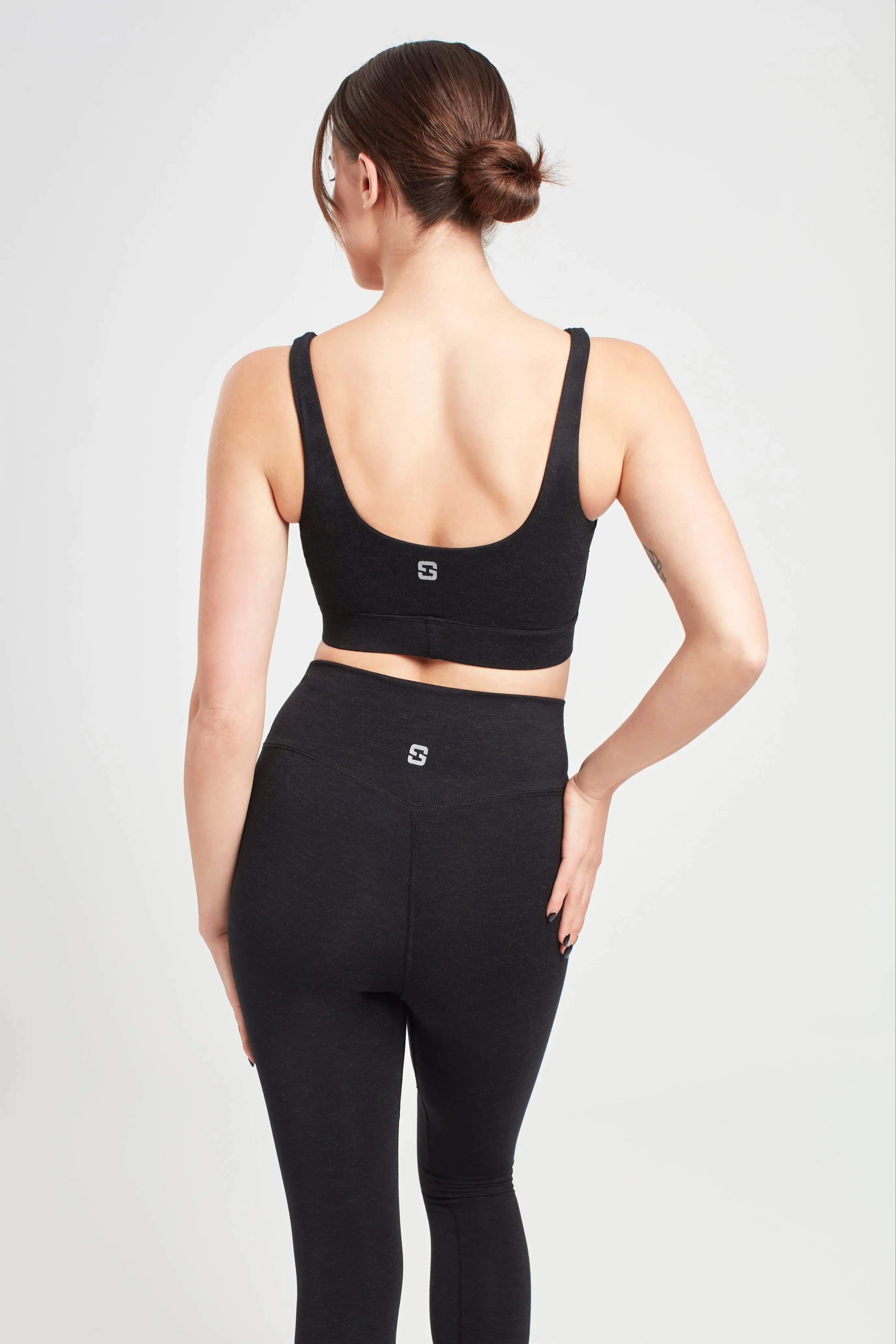 Marl Black Square Neck Sports Bra - Image 4