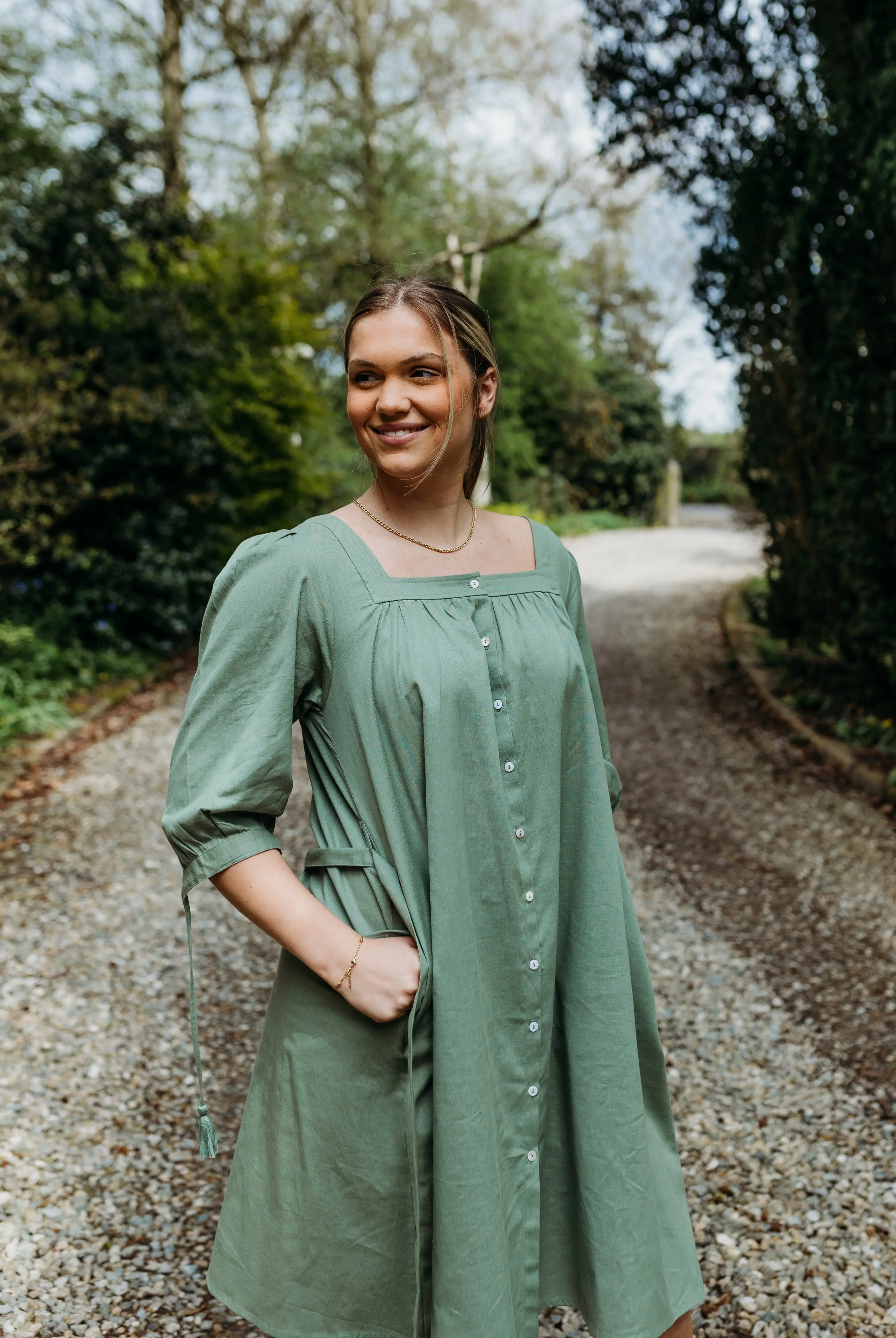 Suchi Square Neck Shirt Dress