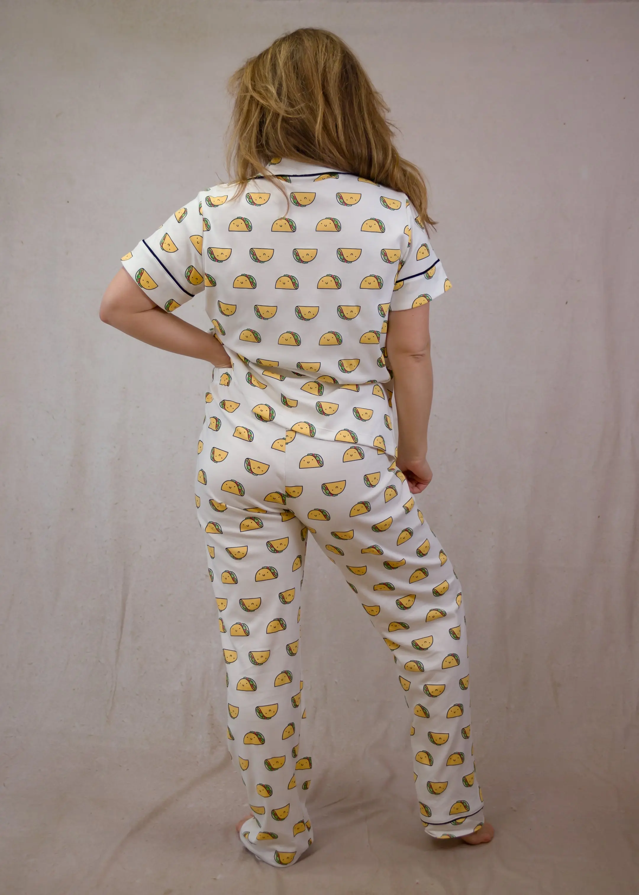Tacos set Women's Pima Cotton Short Sleeve Pyjama Trouser Set - Image 3