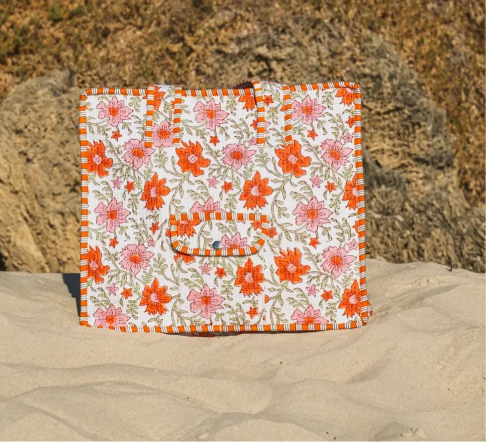 Tangerine Block Printed Tote Bag - Image 10