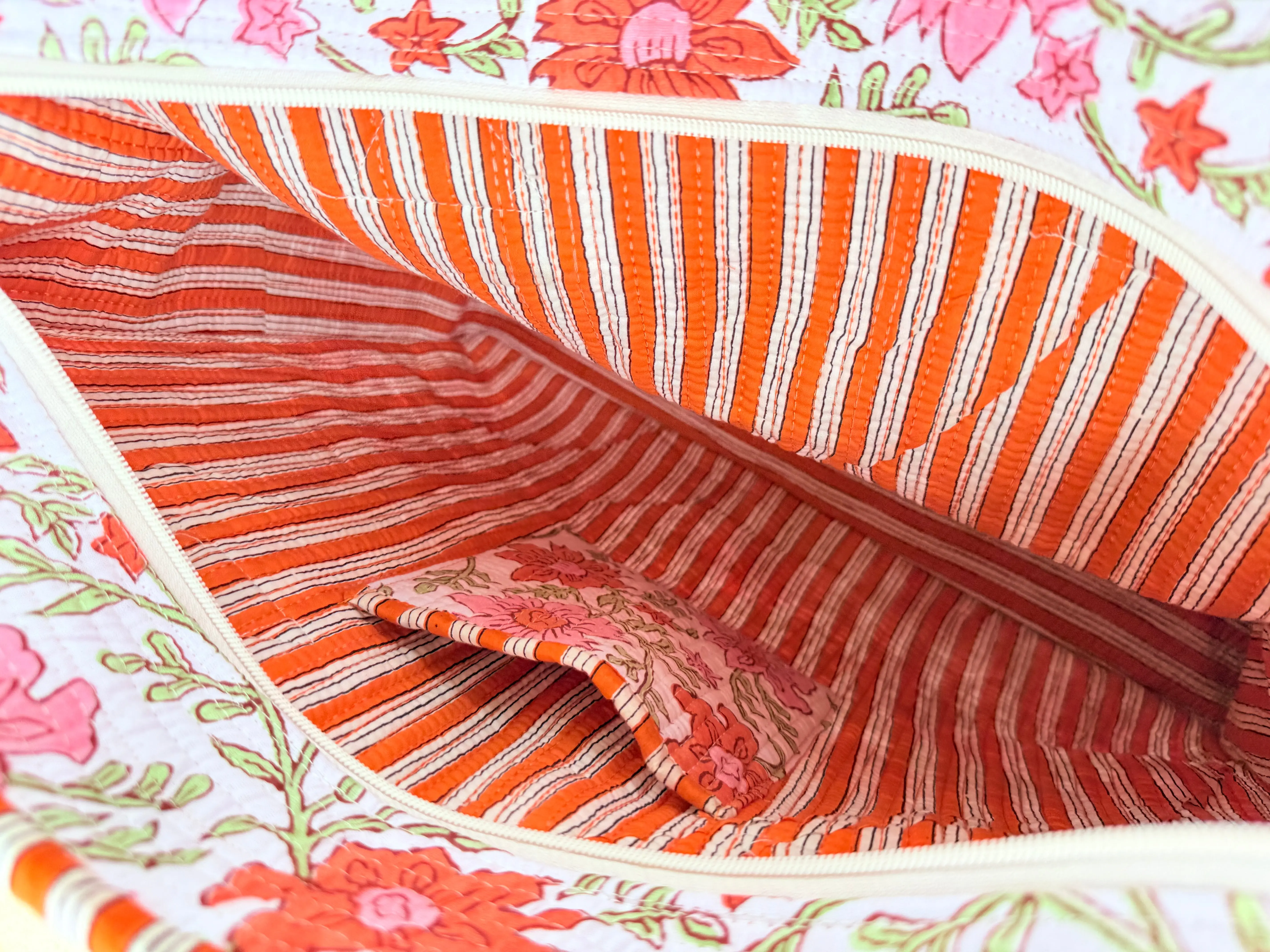 Tangerine Block Printed Tote Bag - Image 4