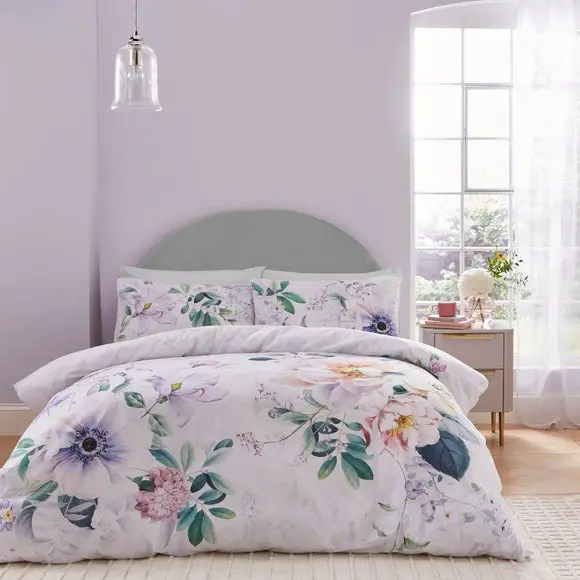 Tansy Floral Cotton Sateen Duvet Cover and Pillowcase Set