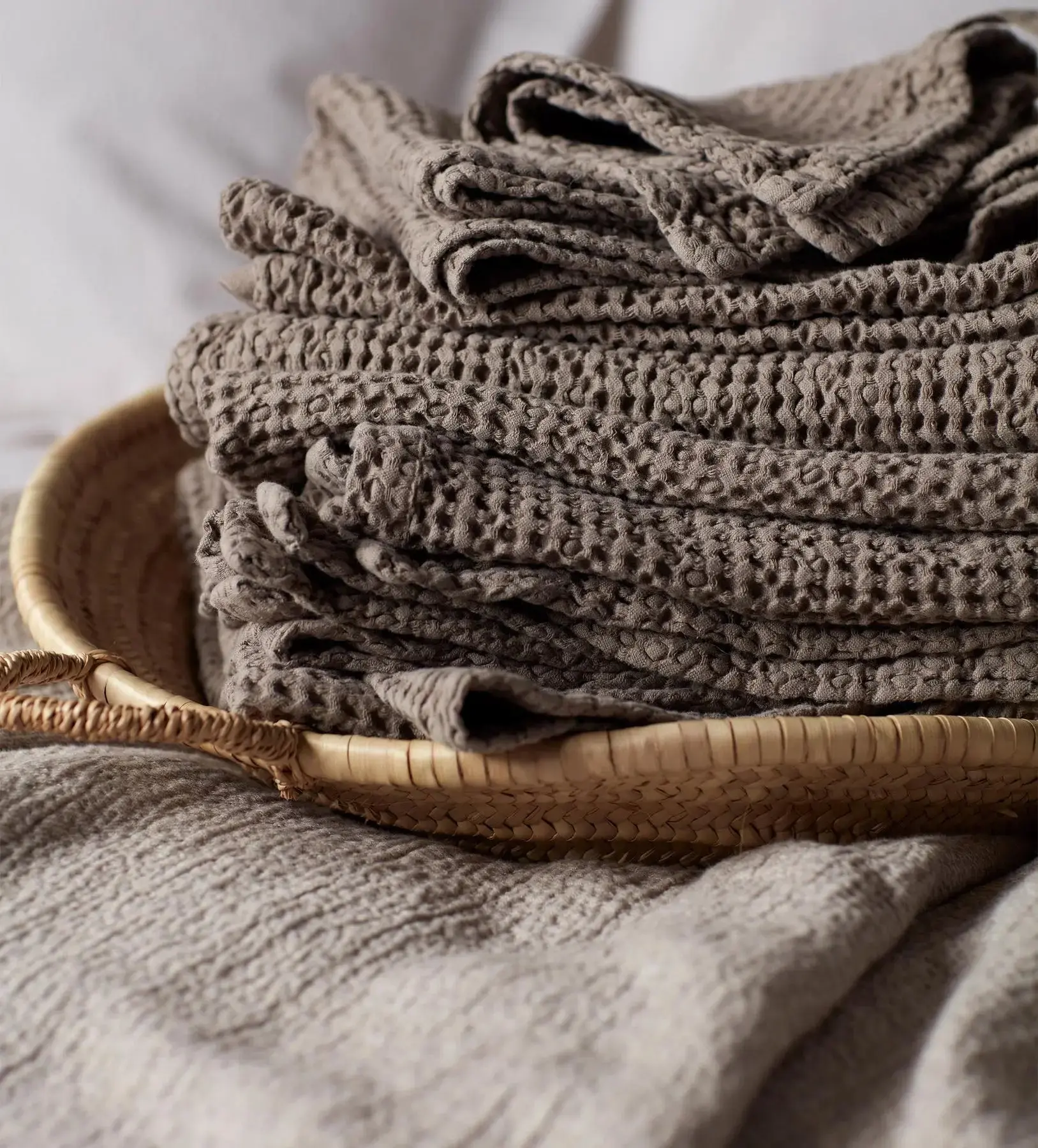 French Blue 100% Cotton Waffle Towels - Image 3