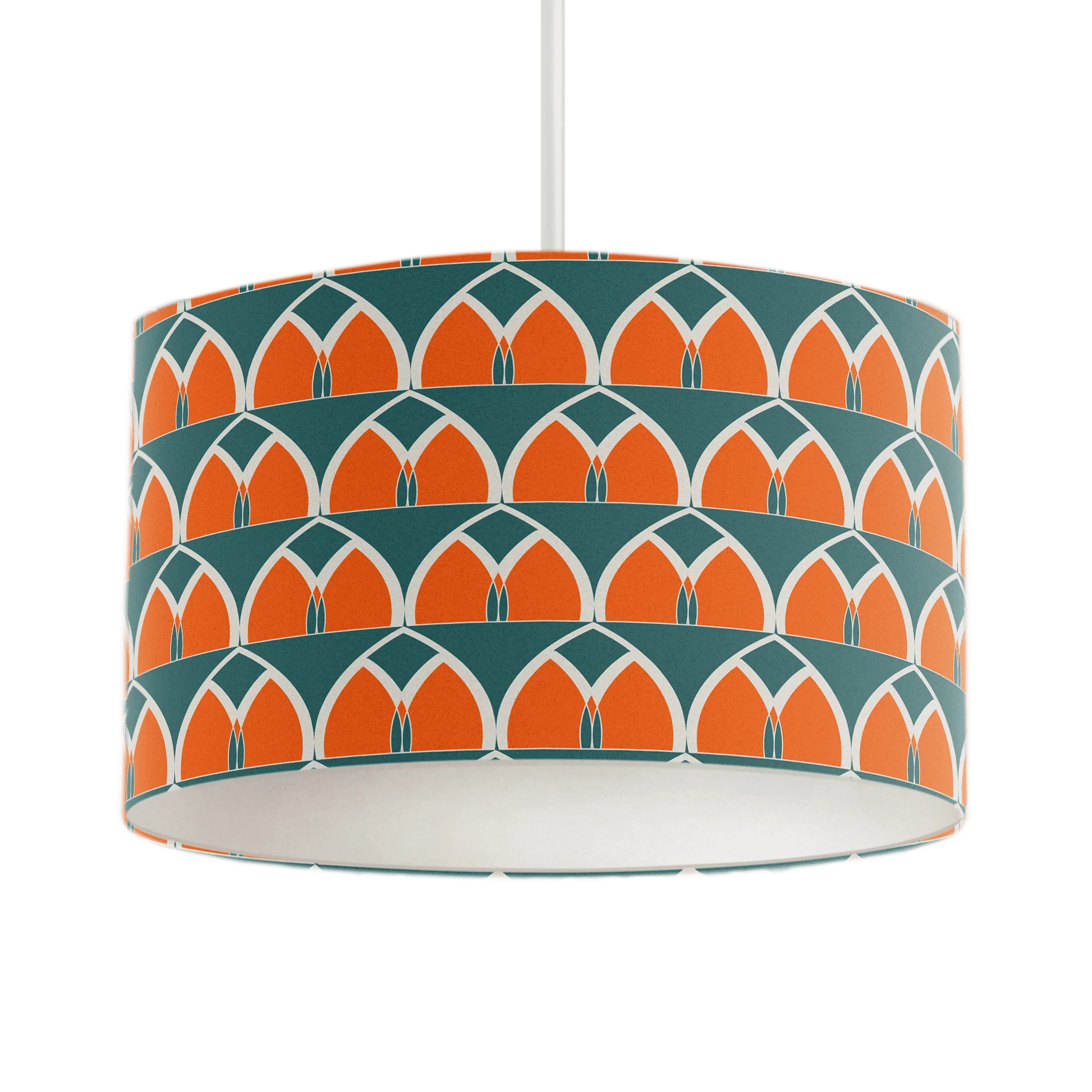 Teal and Orange Geometric Arches Design Lampshade, Ceiling or Table Lamp Shade