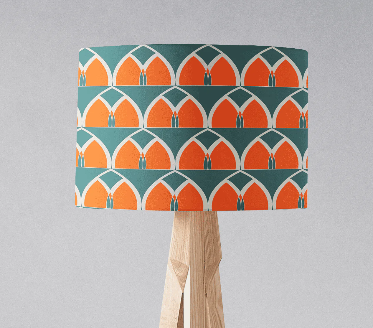 Teal and Orange Geometric Arches Design Lampshade, Ceiling or Table Lamp Shade - Image 2