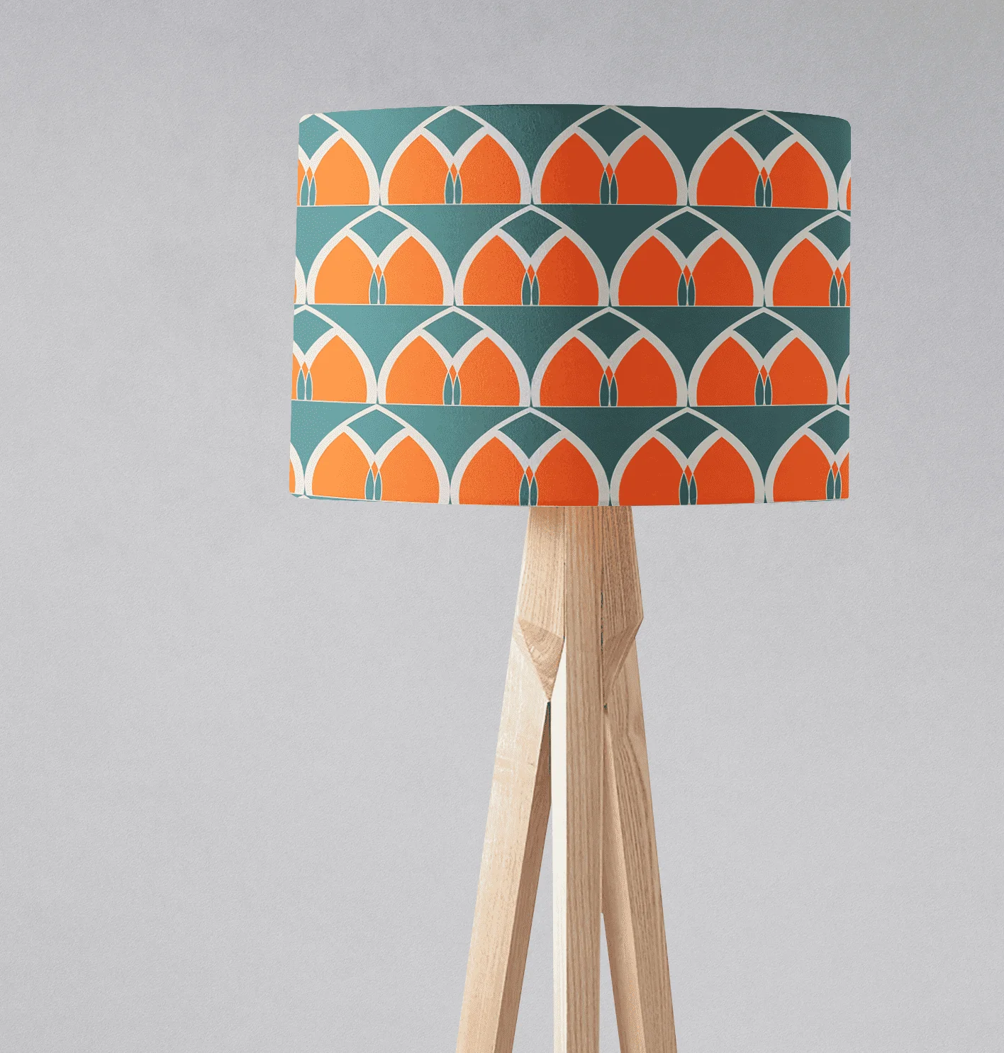 Teal and Orange Geometric Arches Design Lampshade, Ceiling or Table Lamp Shade - Image 3