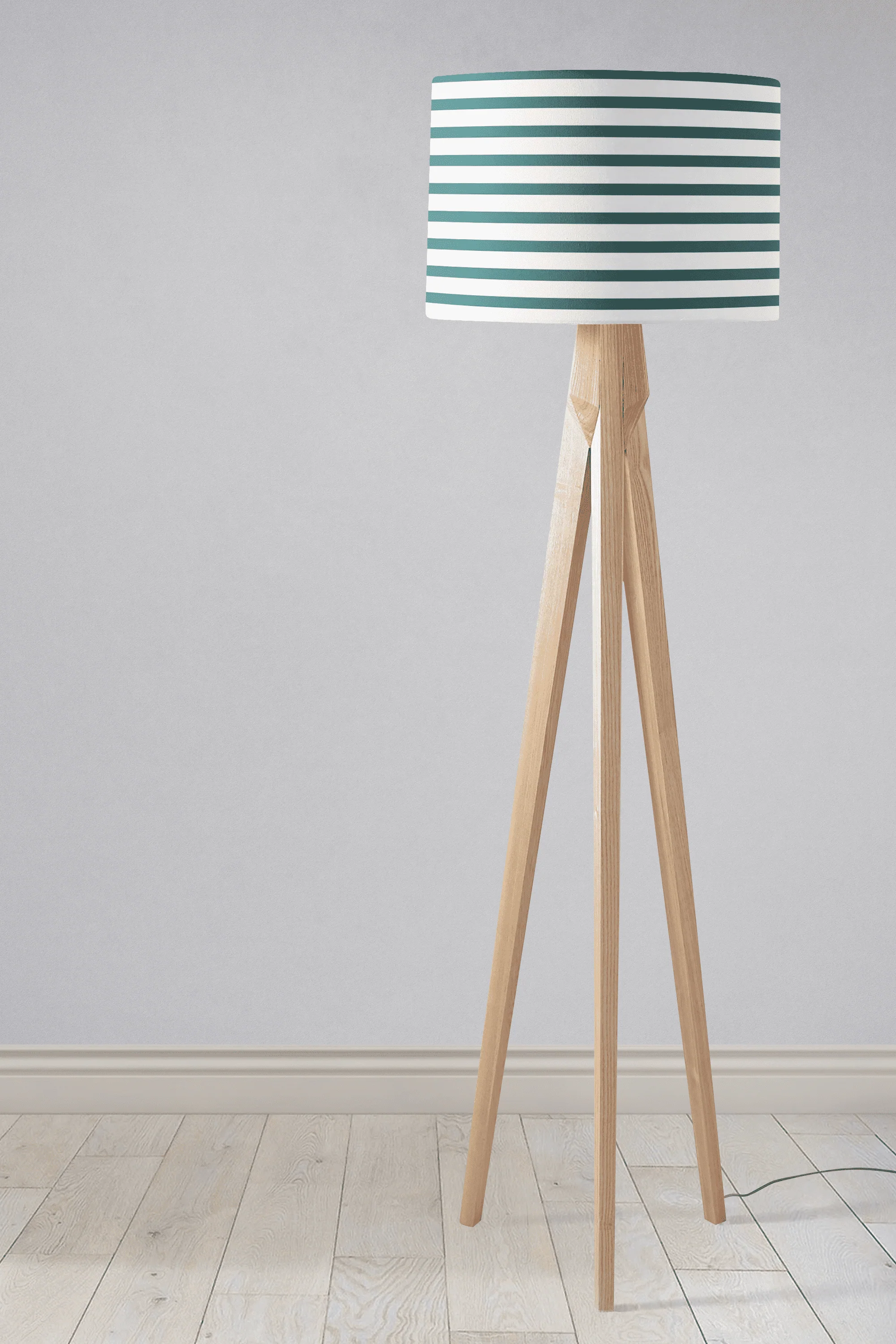 Teal and White Geometric Striped Lampshade, Ceiling or Table Lamp Shade - Image 4