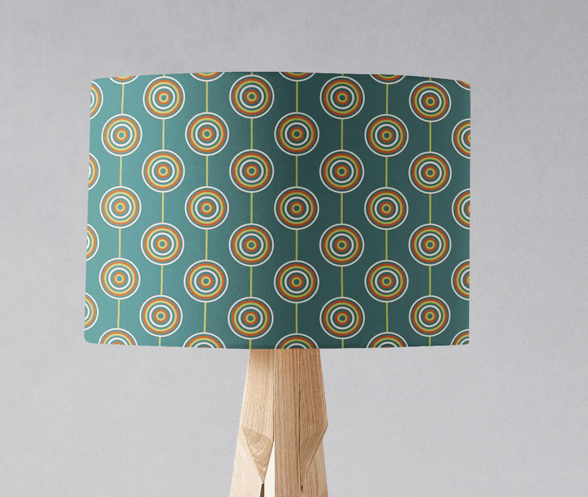 Teal Retro Circles Design Lampshade, Ceiling or Table Lamp Shade - Image 2