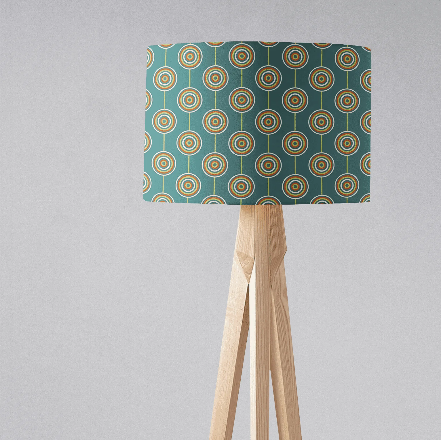 Teal Retro Circles Design Lampshade, Ceiling or Table Lamp Shade - Image 3