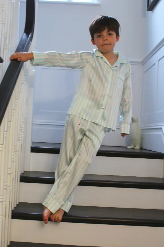 Teddy Glacier Stripe Boys Silk Pyjama Set - Image 3