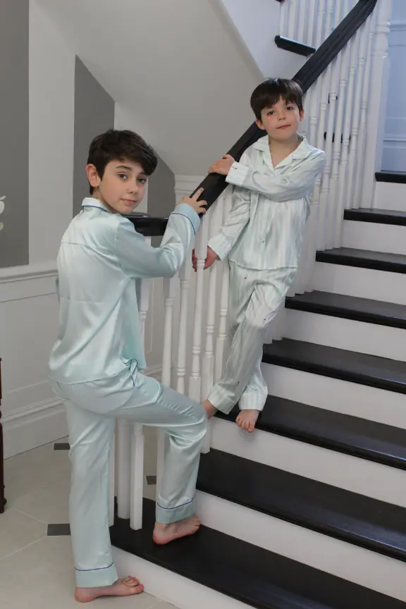 Teddy Glacier Stripe Boys Silk Pyjama Set - Image 4