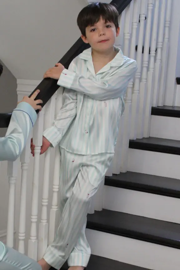 Teddy Glacier Stripe Boys Silk Pyjama Set - Image 5