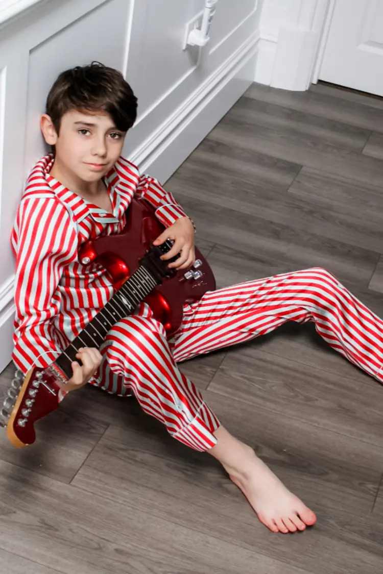 Teddy Ladybird Stripe Boys Silk Pyjama Set - Image 5