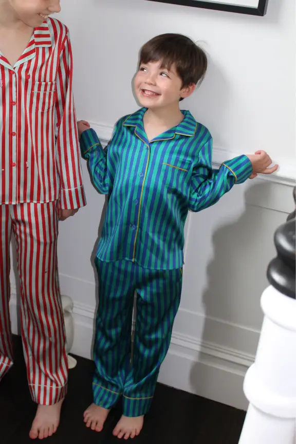 Teddy Rainforest Stripe Boys Silk Pyjama Set - Image 5