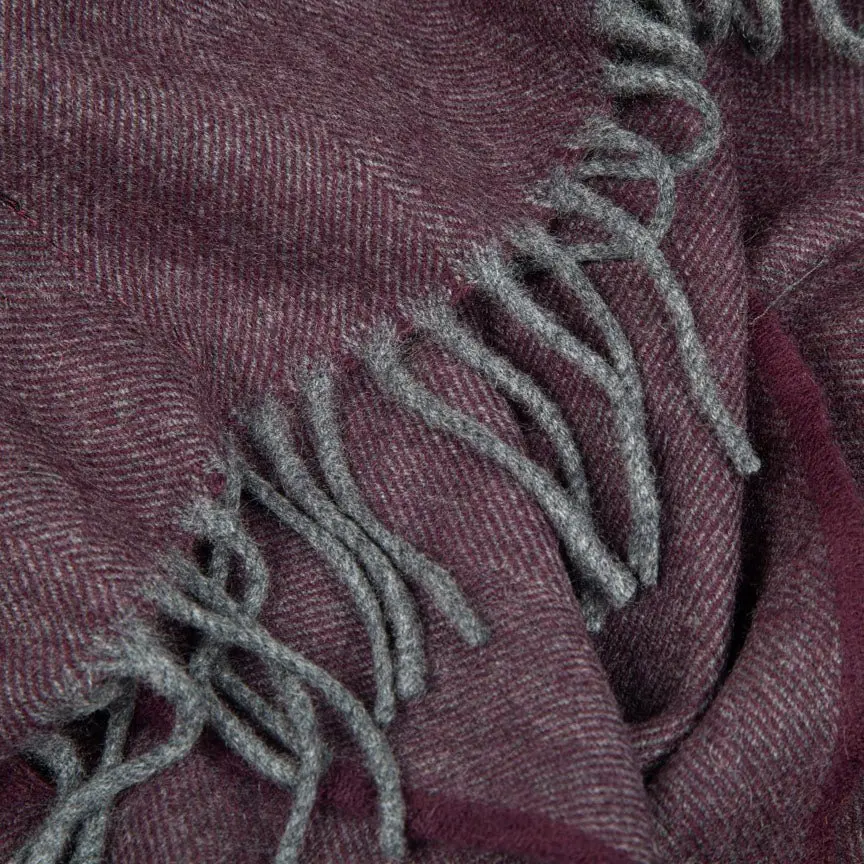 Burgundy & Grey The Eternal Edition - 100% Cashmere Scarf - Image 3