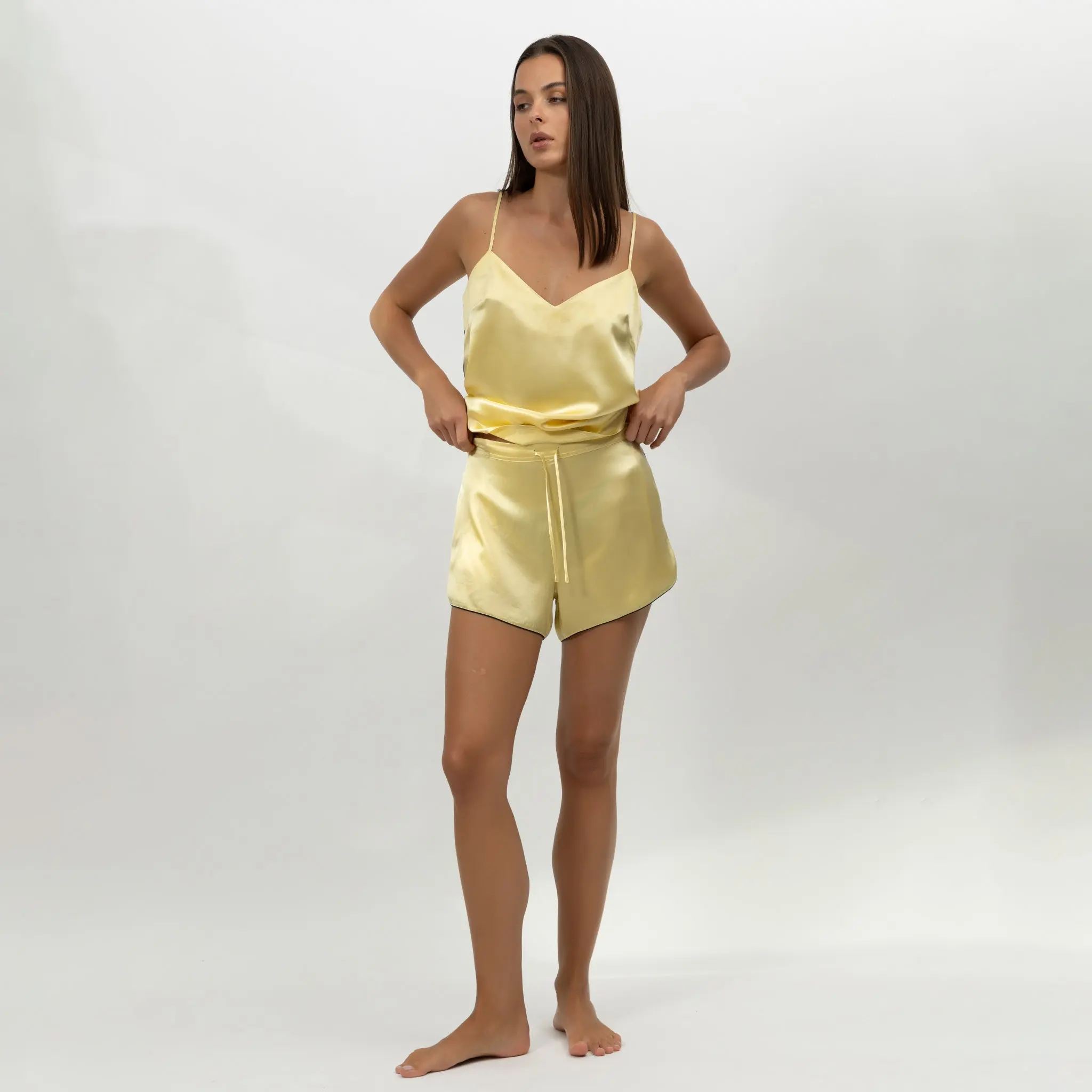 The Lady Silk Shorts Panna Cotta - Image 7
