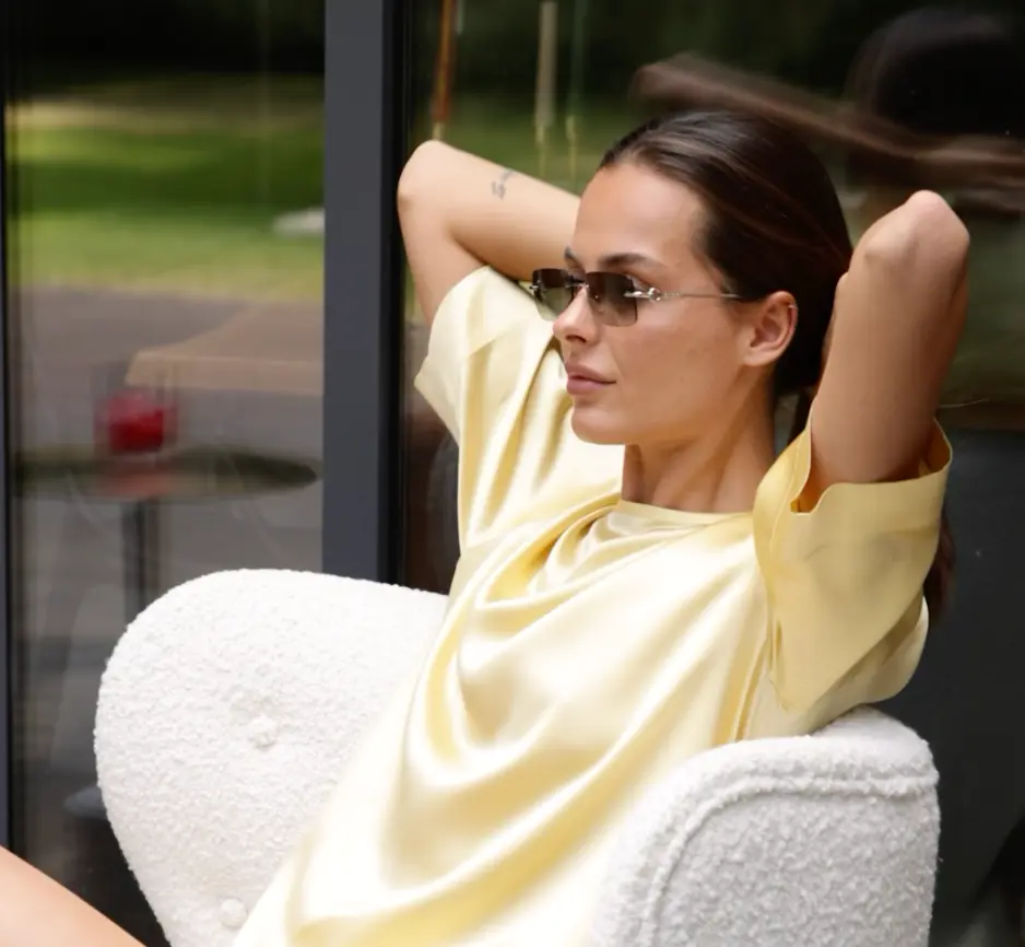 The Lady Silk T-Shirt Panna Cotta - Image 8