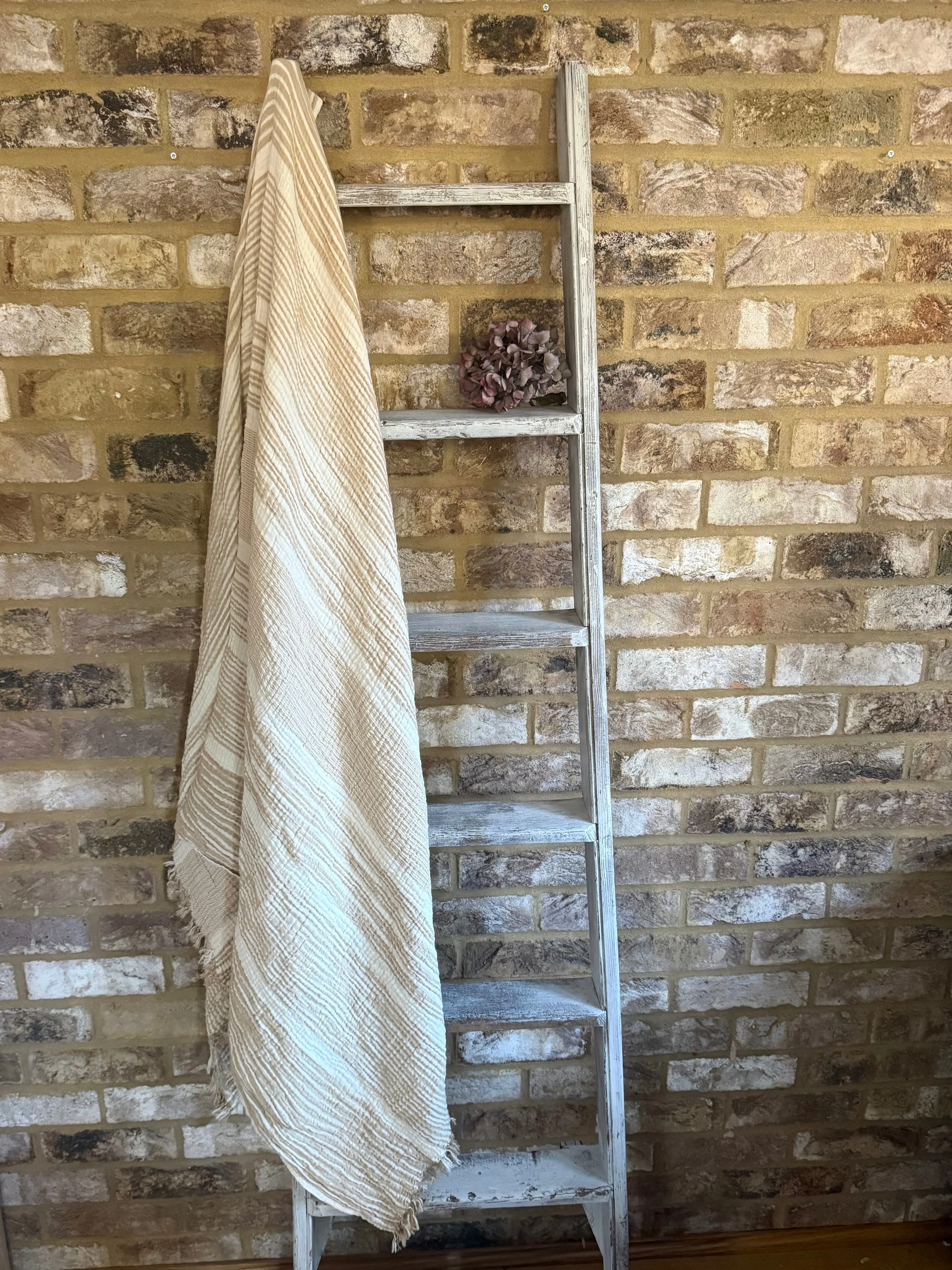 The Sorbet Collection: Latte & White Stripe Muslin Towel - Image 3