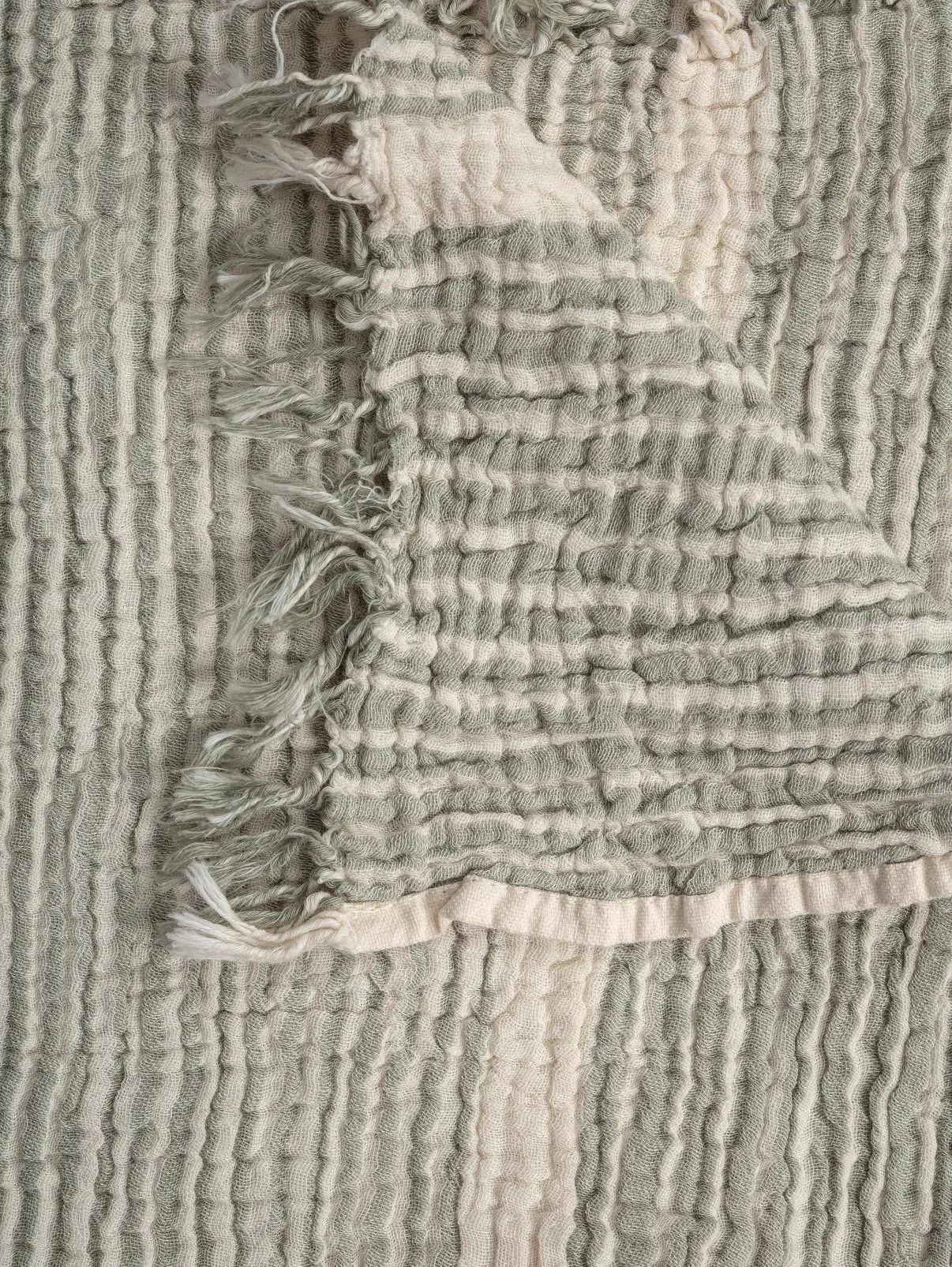 The Sorbet Collection: Matcha & White Stripe Muslin Towel - Image 3
