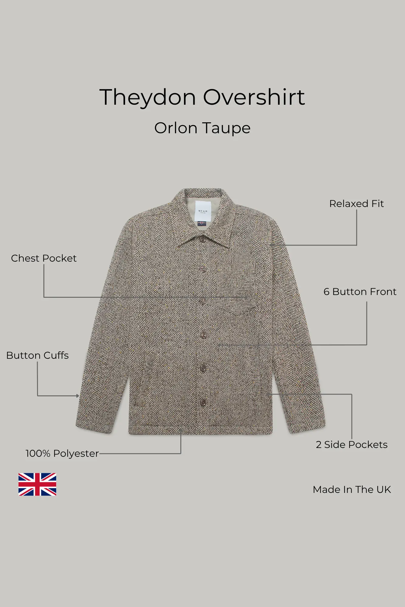 Theydon Overshirt - Orlon Taupe - Image 7