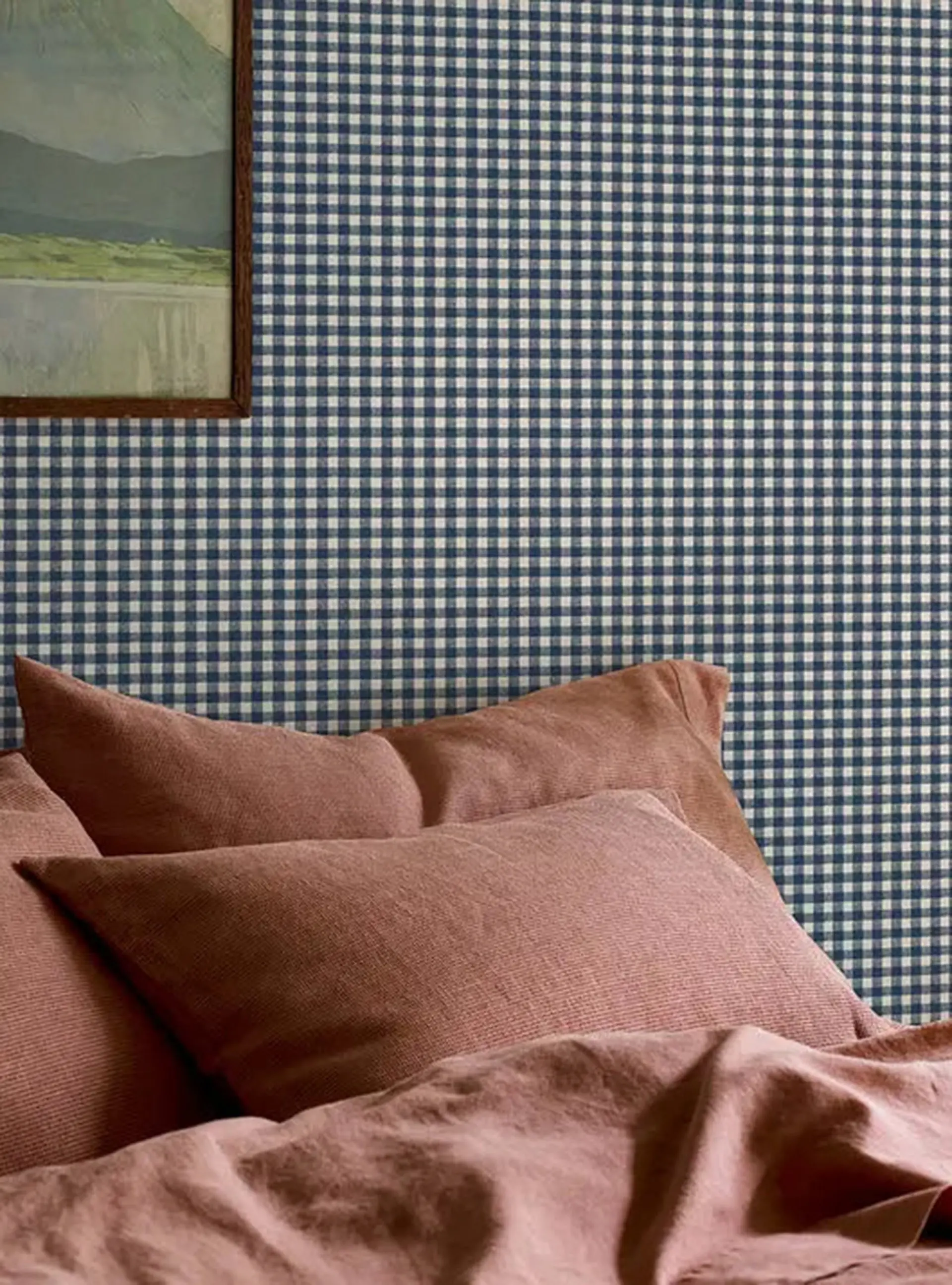 Titan Blue Gingham Wallpaper