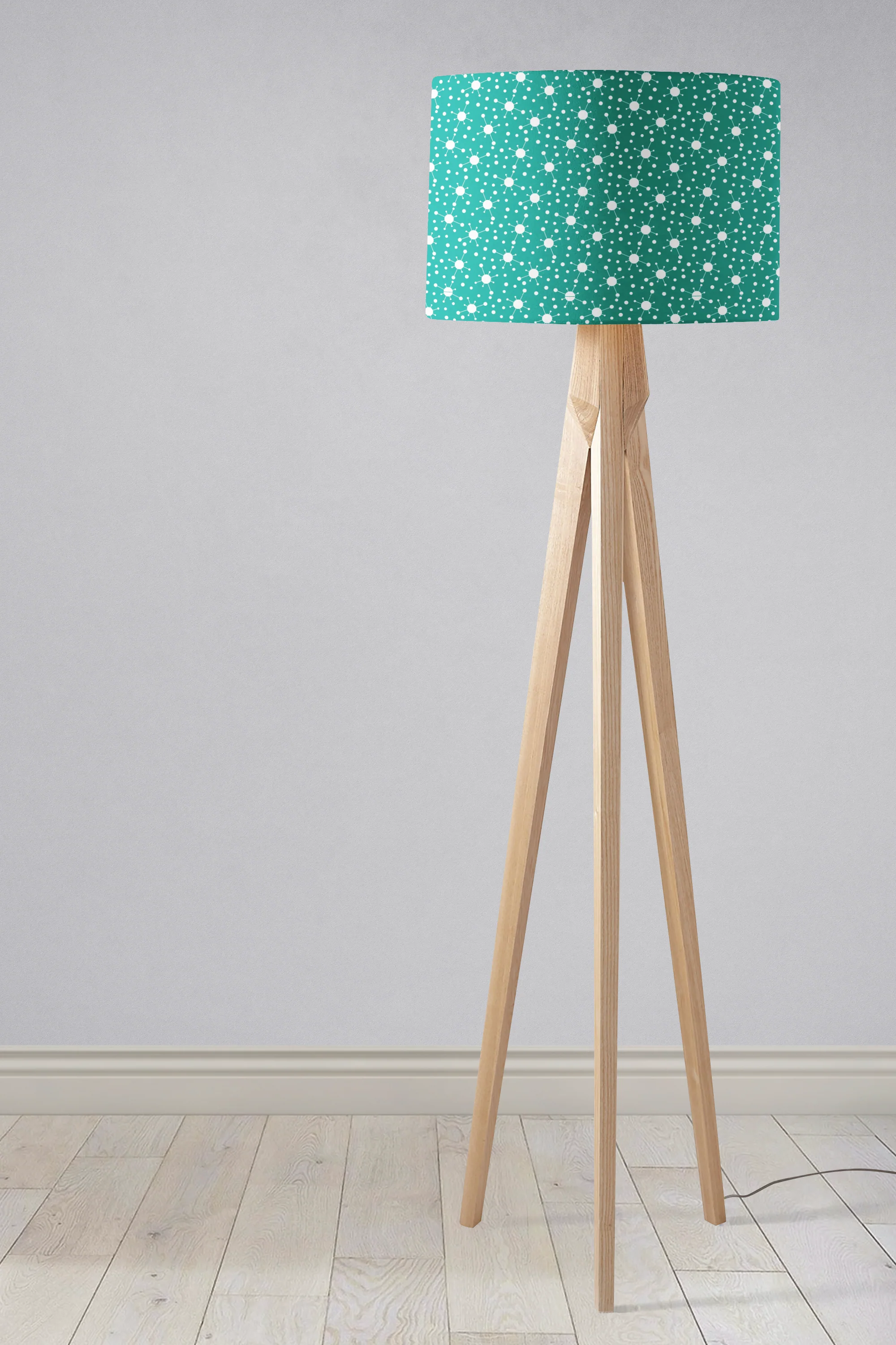 Turquoise and White Retro Lampshade, Ceiling or Table Lamp Shade - Image 3