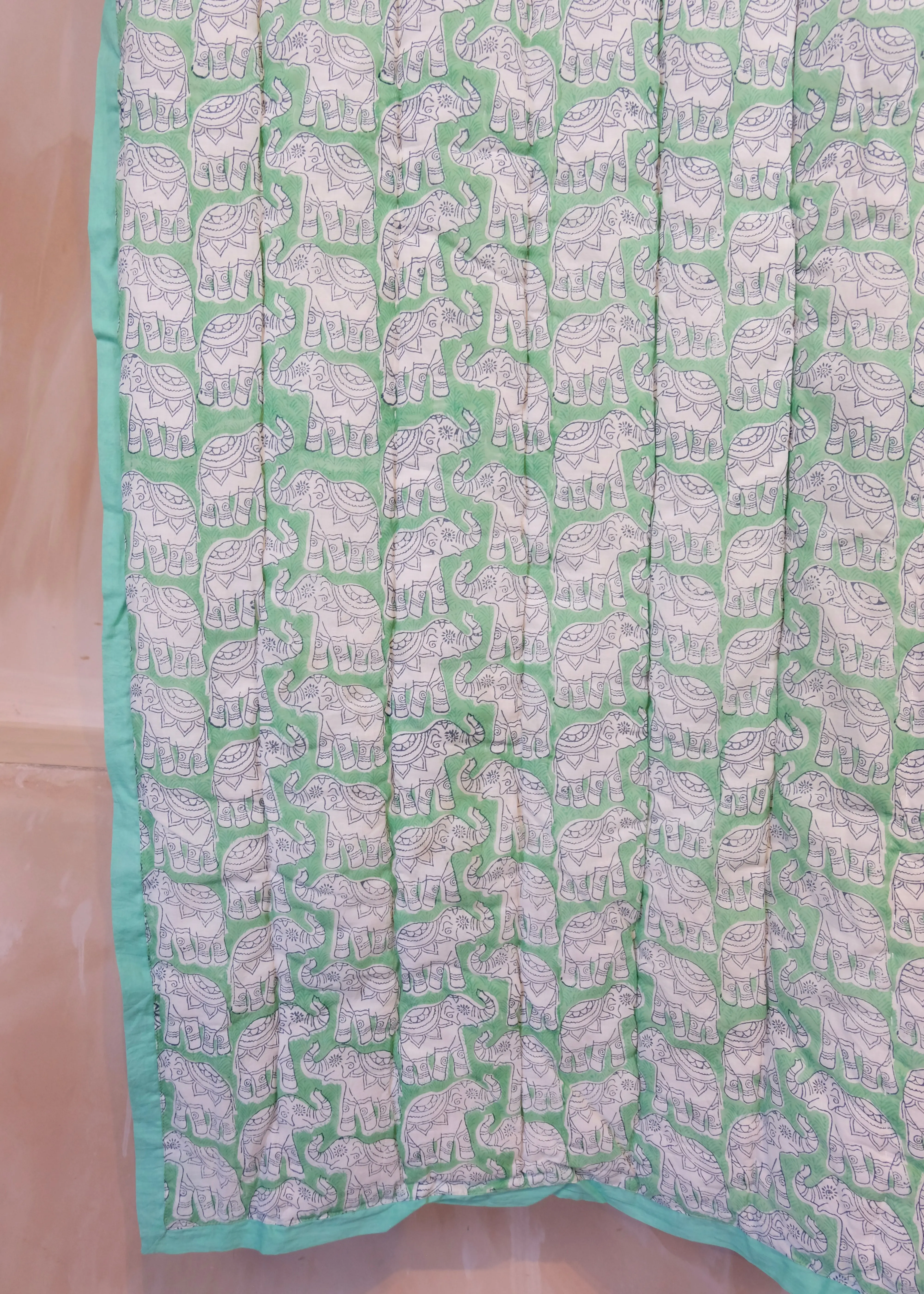Turquoise Elephant Toddler / Single Quilt - Image 3