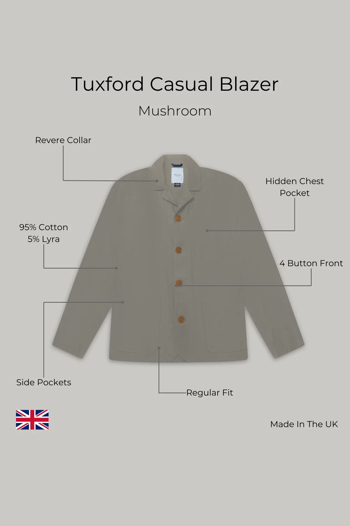Tuxford Casual Blazer - Mushroom Comfort Stretch - Image 8