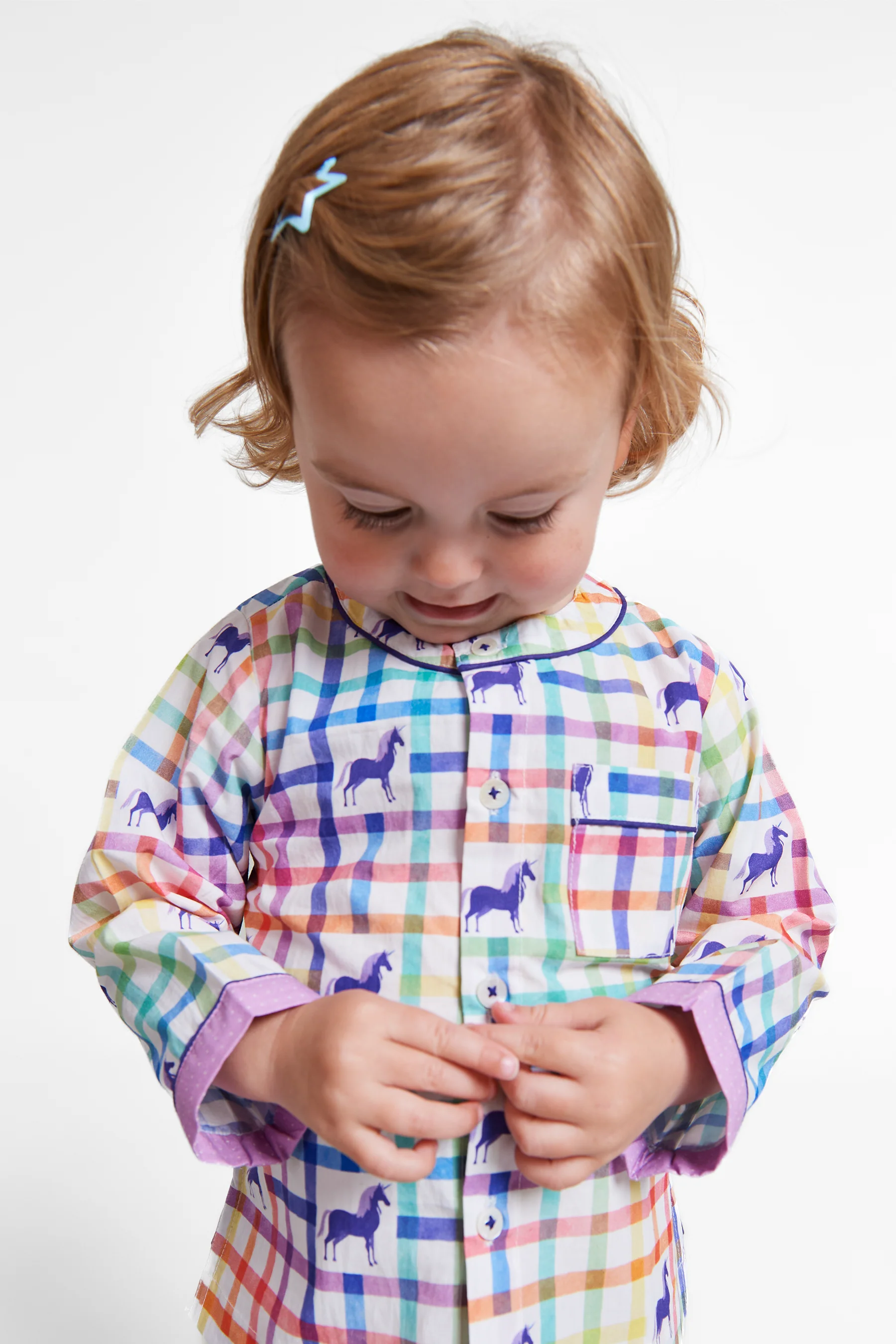unicorn mosaic organic cotton baby pyjama set - Image 2