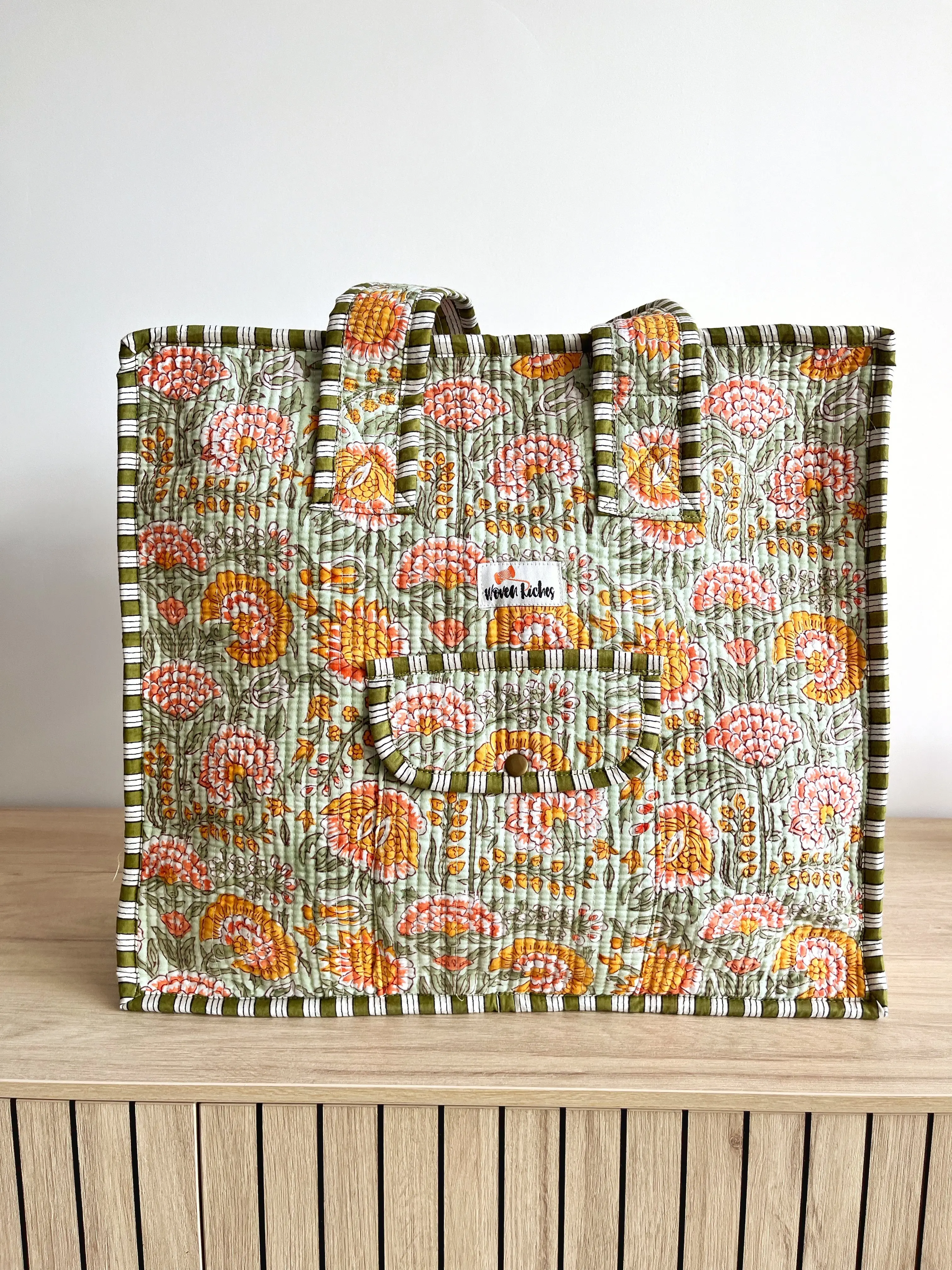Urmi Sage Green Floral tote bag - Image 6