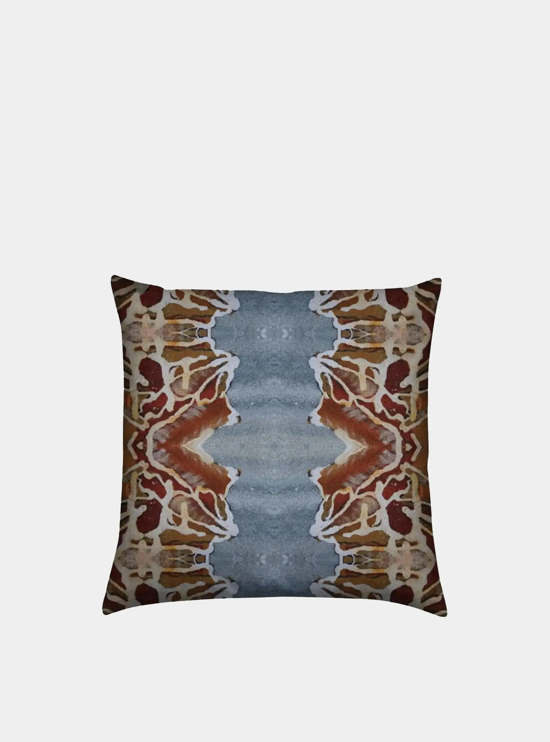 Velvet Cushion - Orange Blue Rose Detail