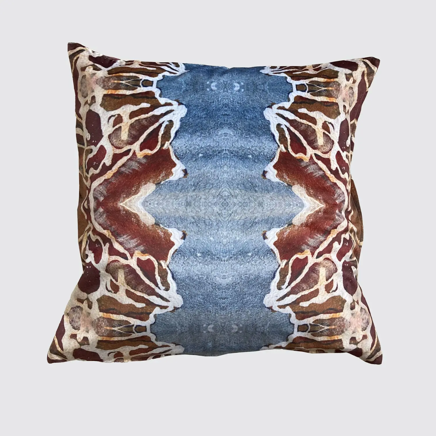 Velvet Cushion - Orange Blue Rose Detail - Image 4