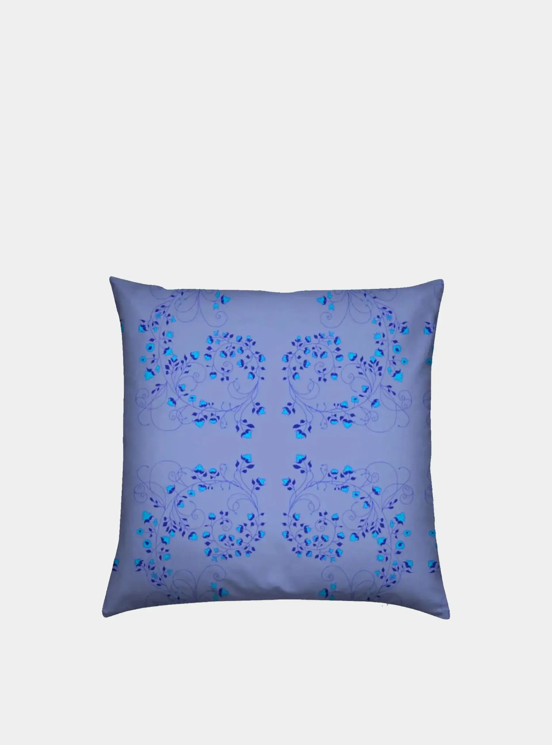 Velvet Cushion - Turquoise Flowers on Blue