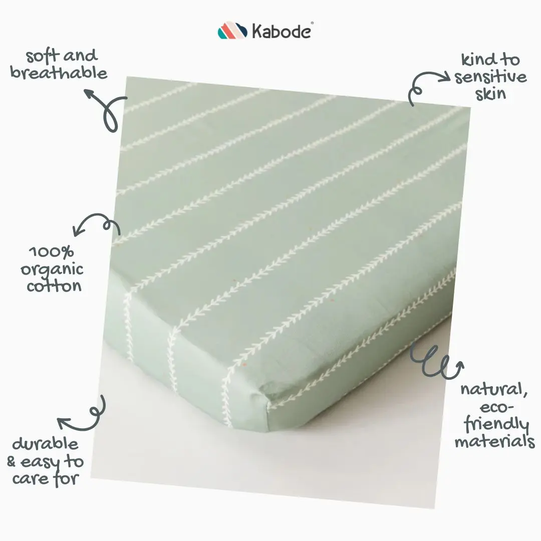 Vine Mint Organic Cotton Fitted Sheet - Image 3