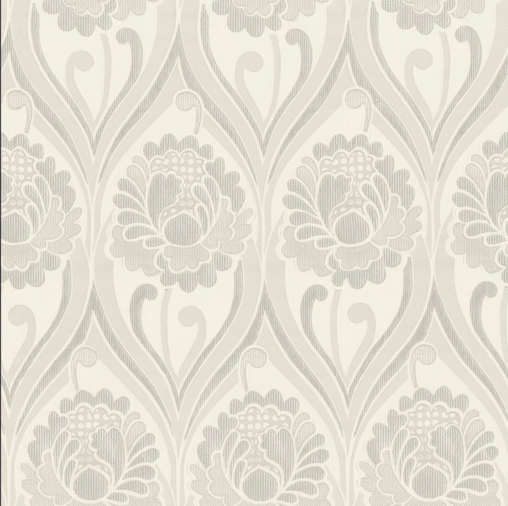 Vintage floral damask Wallpaper - Pearl White - Image 2