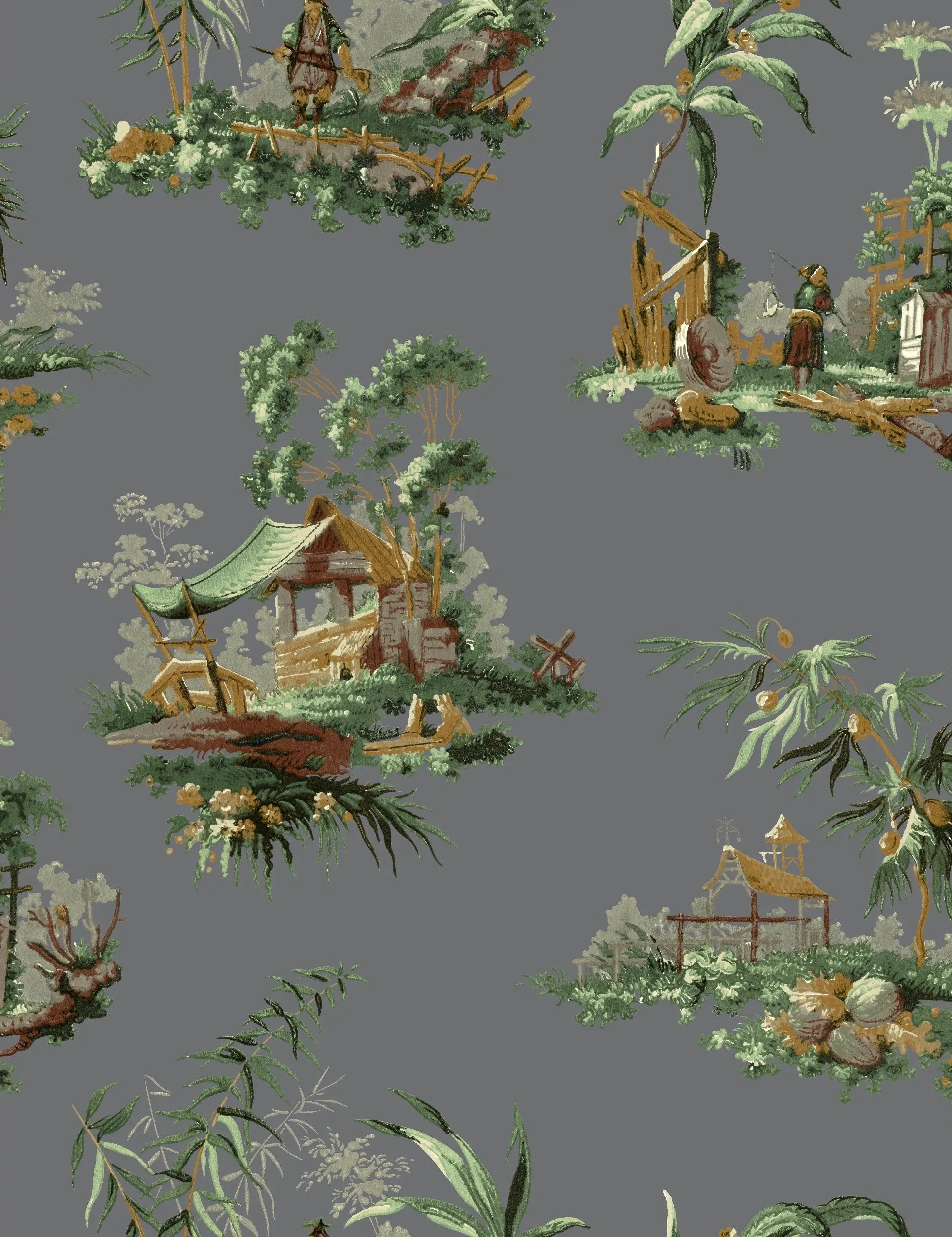 Vintage Oriental Wallpaper - Bright green - Image 4