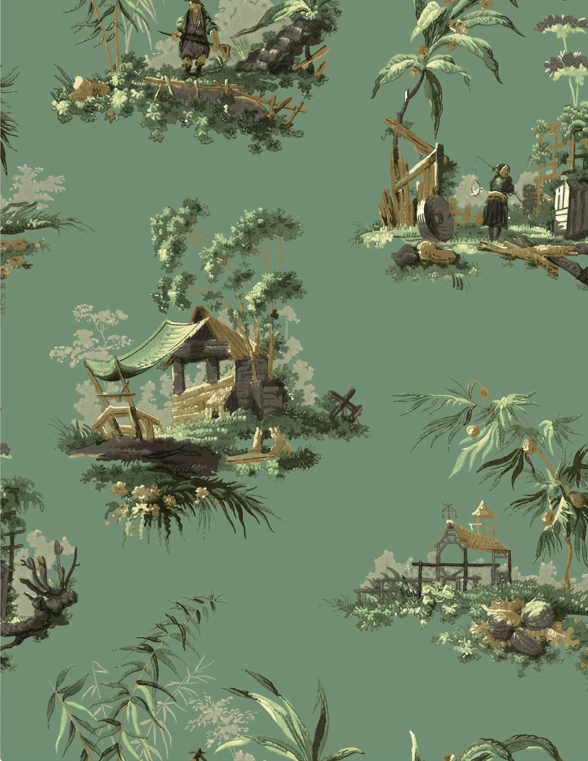 Vintage Oriental Wallpaper - Grey - Image 3