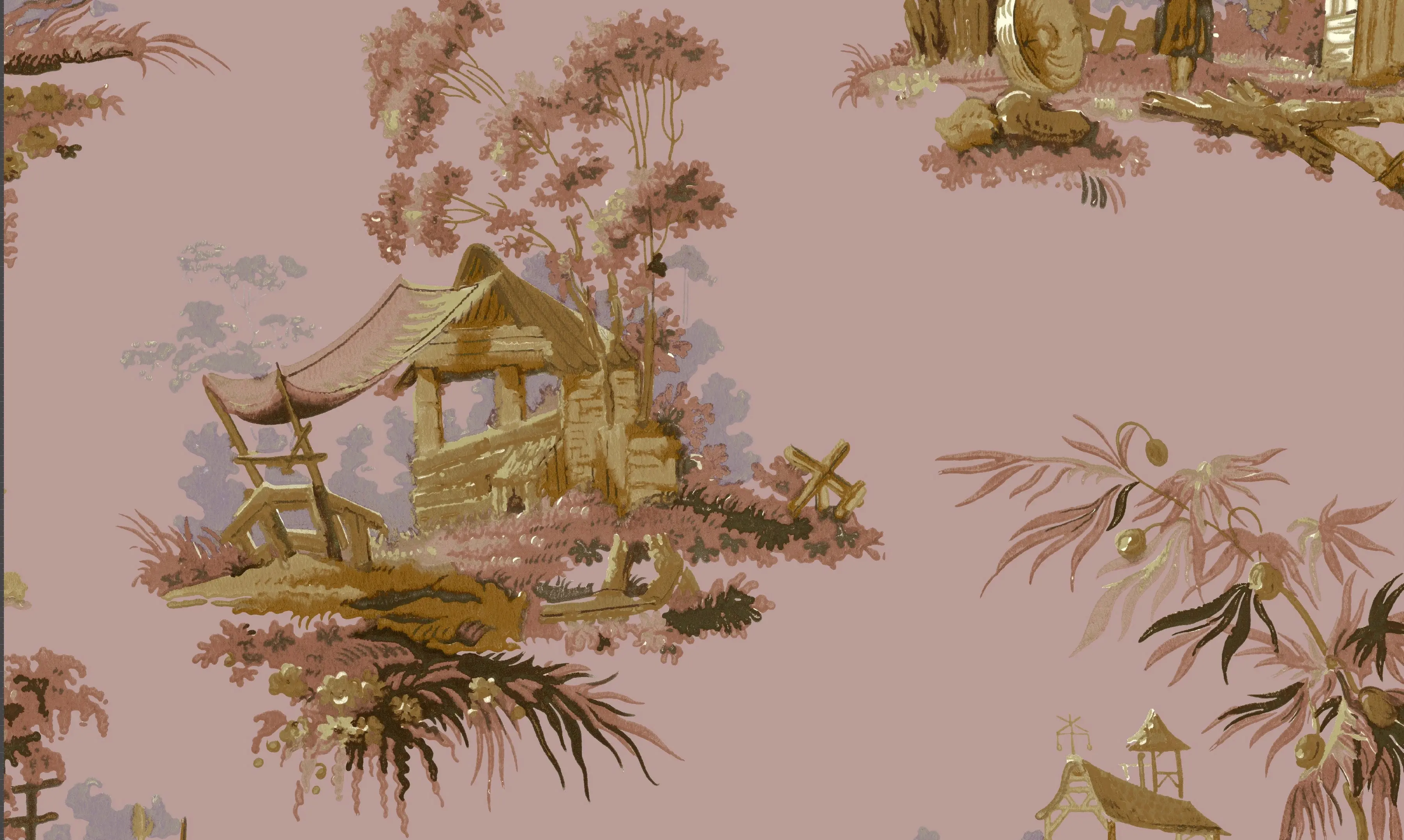 Vintage Oriental Wallpaper - Ice pink - Image 2