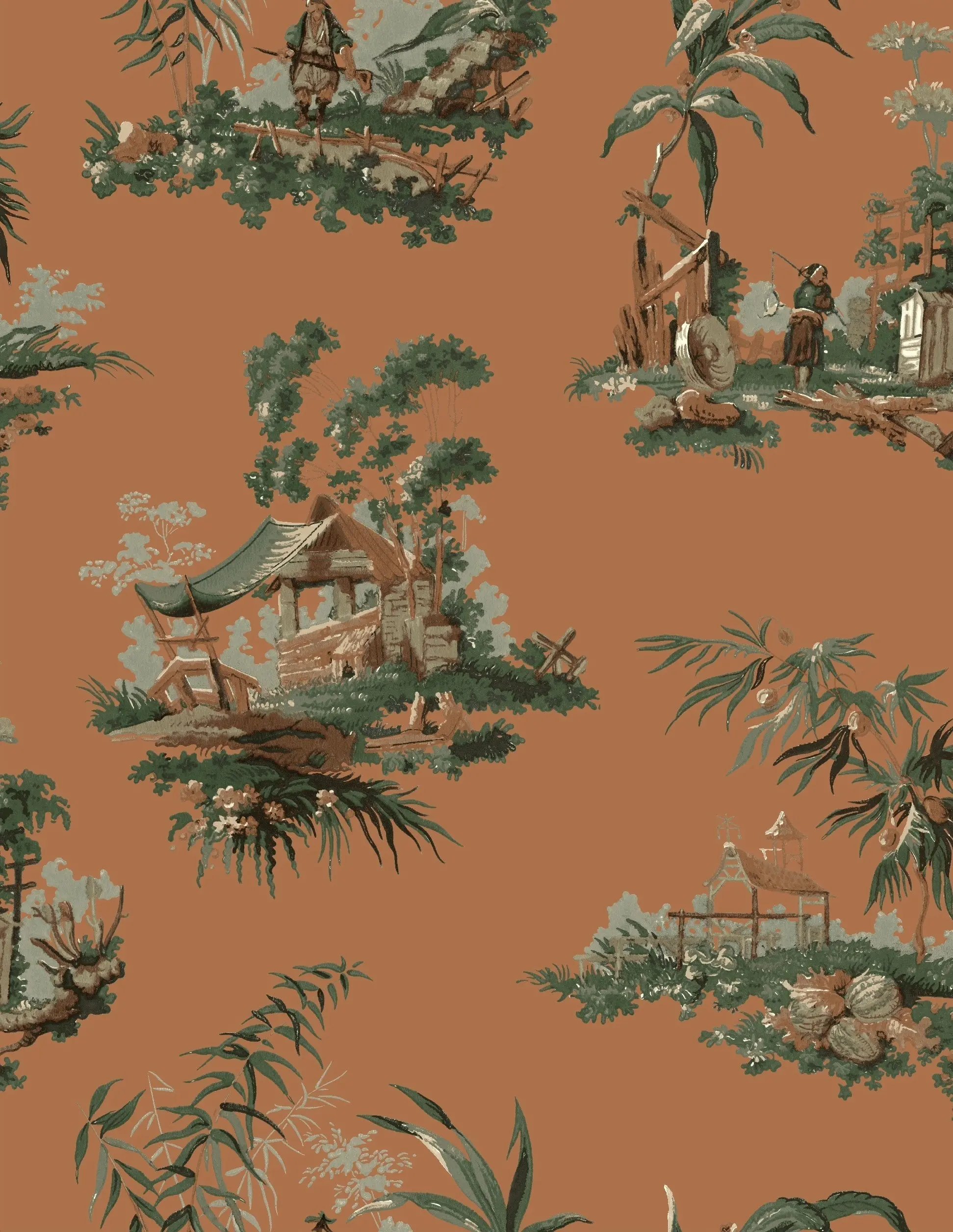 Vintage Oriental Wallpaper - Navy - Image 2