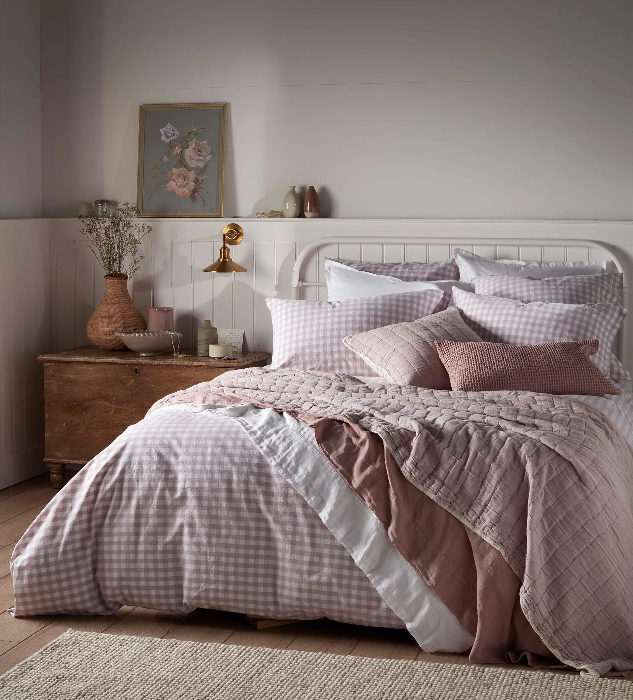 Vintage Rose Harriet Gingham 100% Organic Cotton Duvet Cover