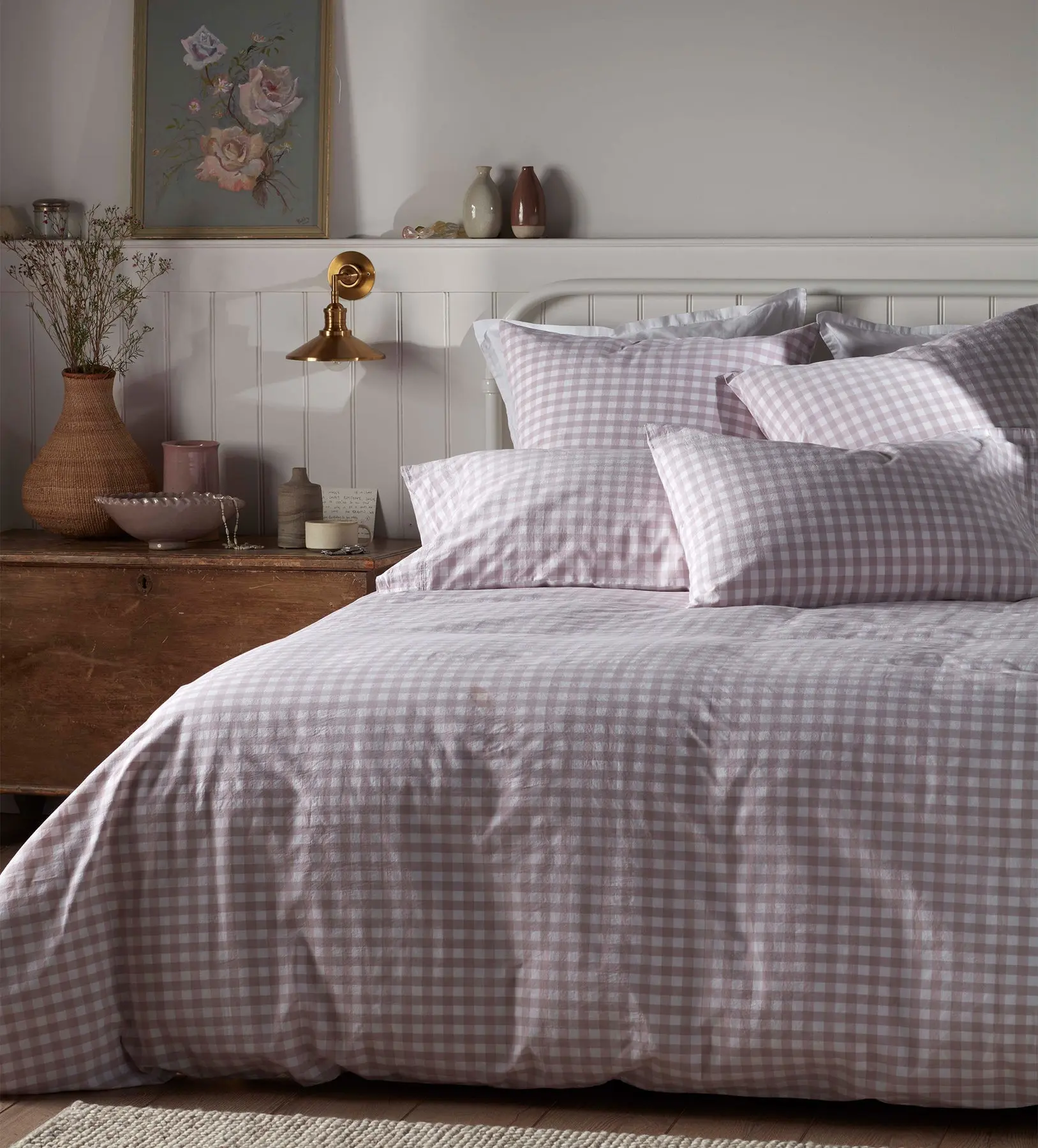 Vintage Rose Harriet Gingham 100% Organic Cotton Duvet Cover - Image 2