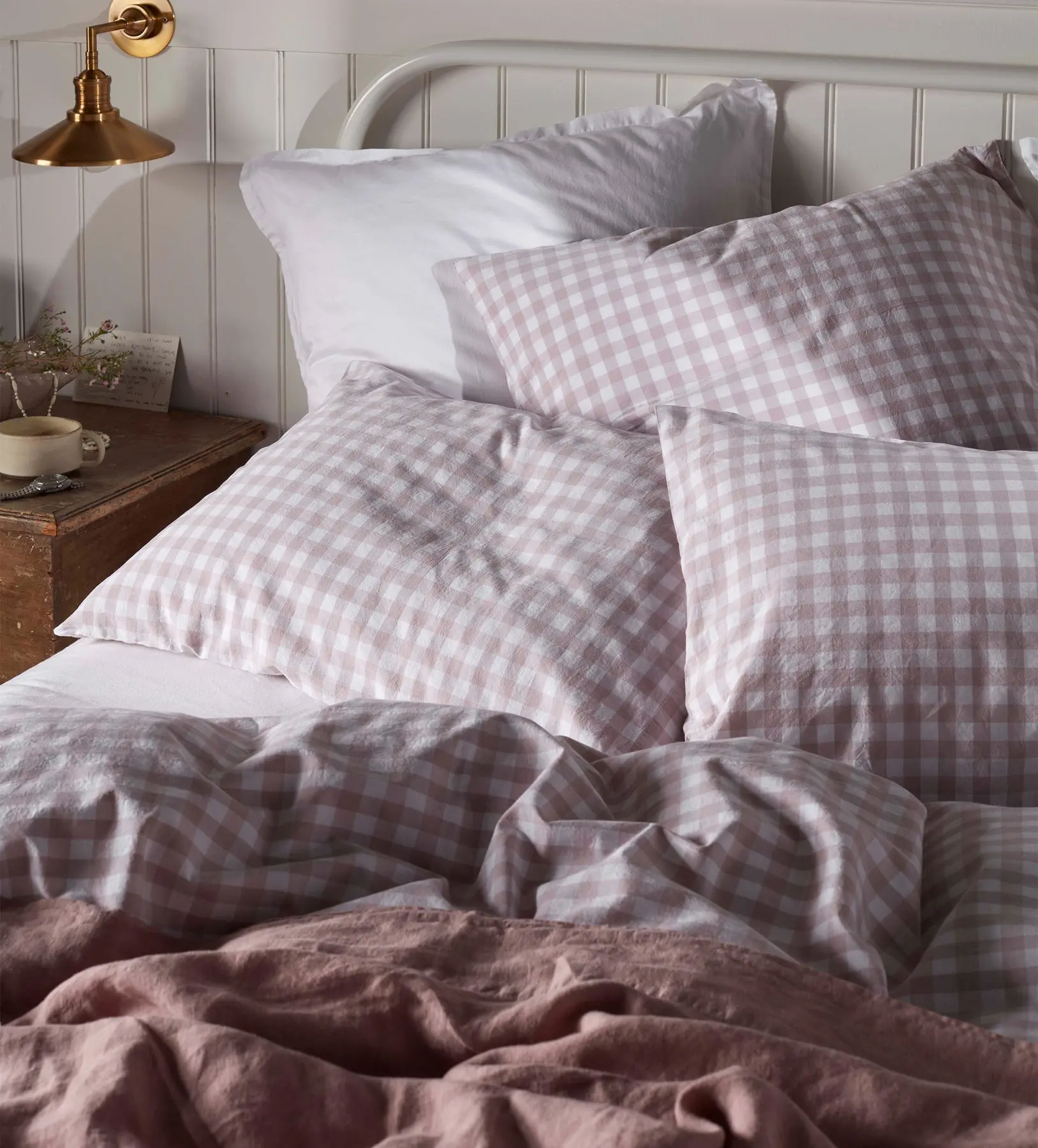 Vintage Rose Harriet Gingham 100% Organic Cotton Duvet Cover - Image 3