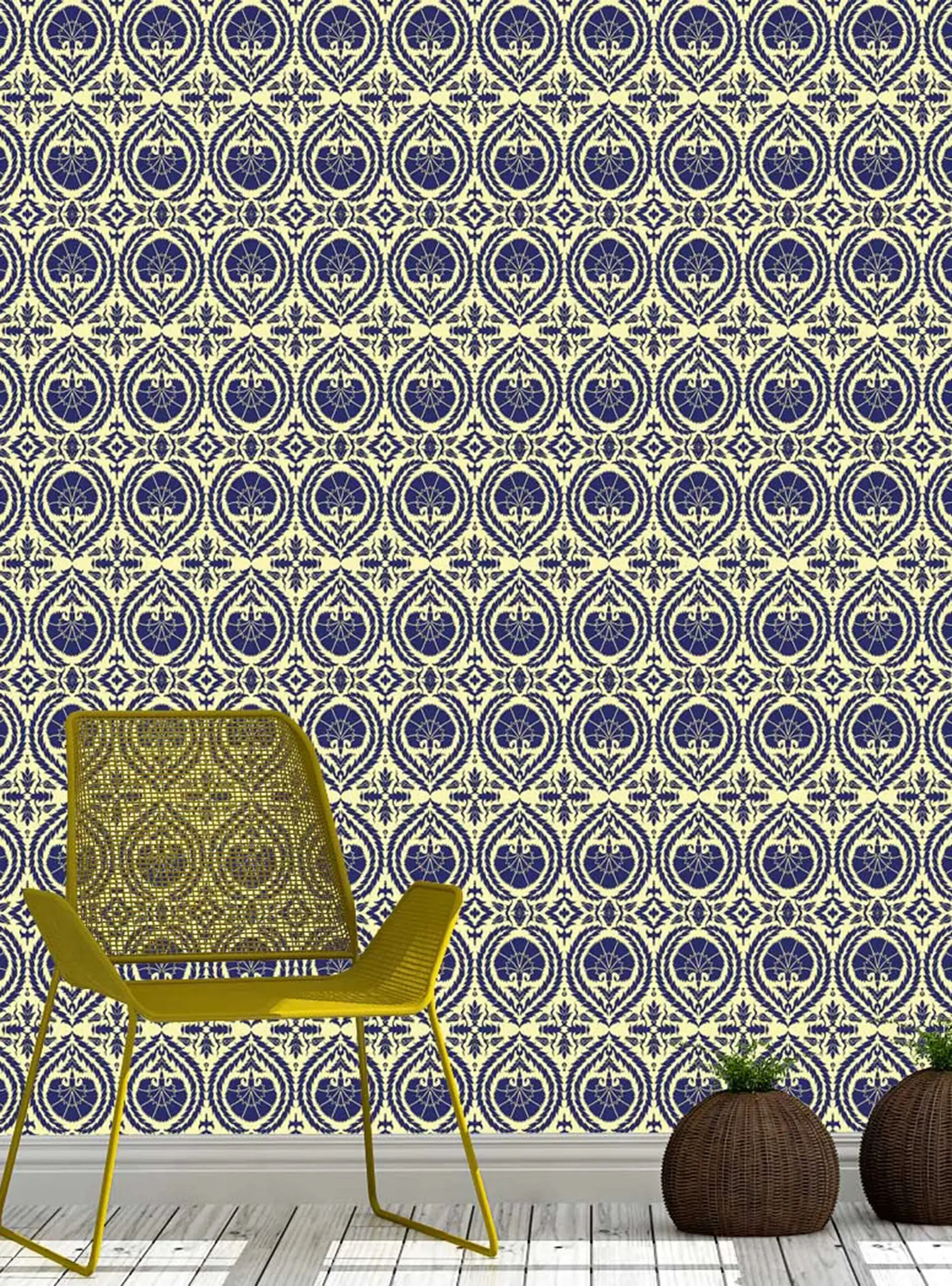 Wallpaper Acanthus and Wreath Grape on White - £37.50 per sq metre
