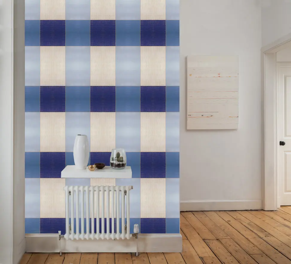 Wallpaper Blue Gingham - £37.50 per sq metre
