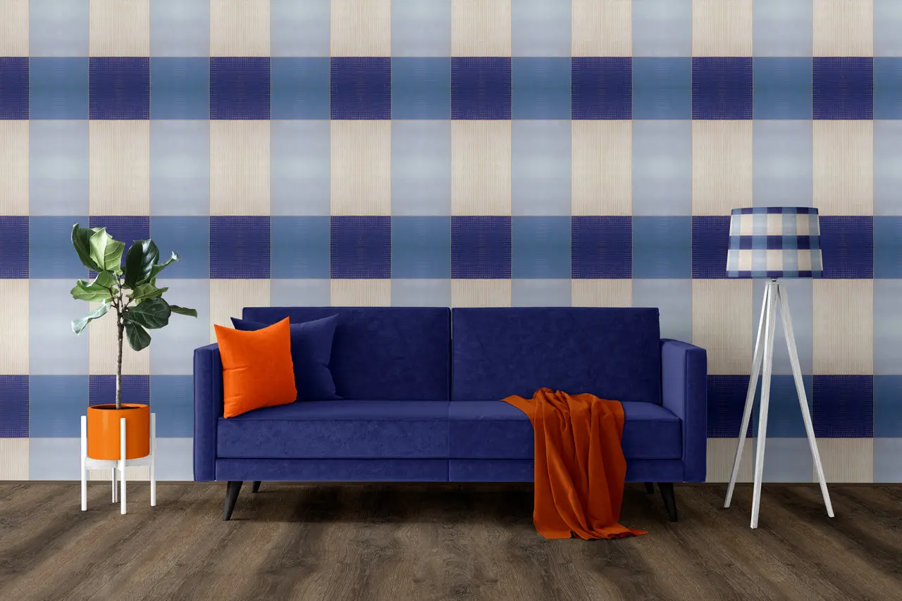 Wallpaper Blue Gingham - £37.50 per sq metre - Image 4