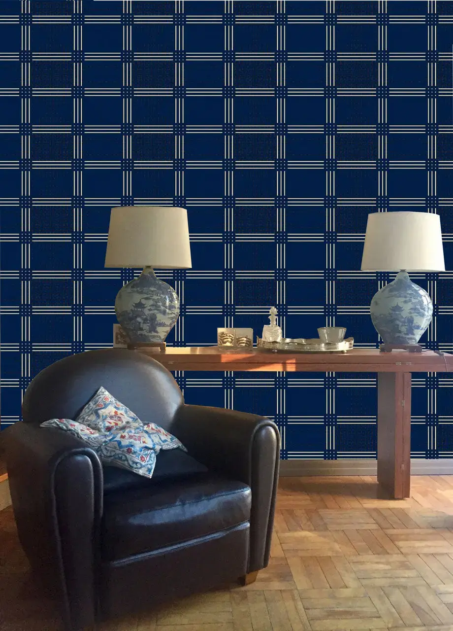 Wallpaper Grid 7 Navy Blue - £37.50 per sq metre - Image 5